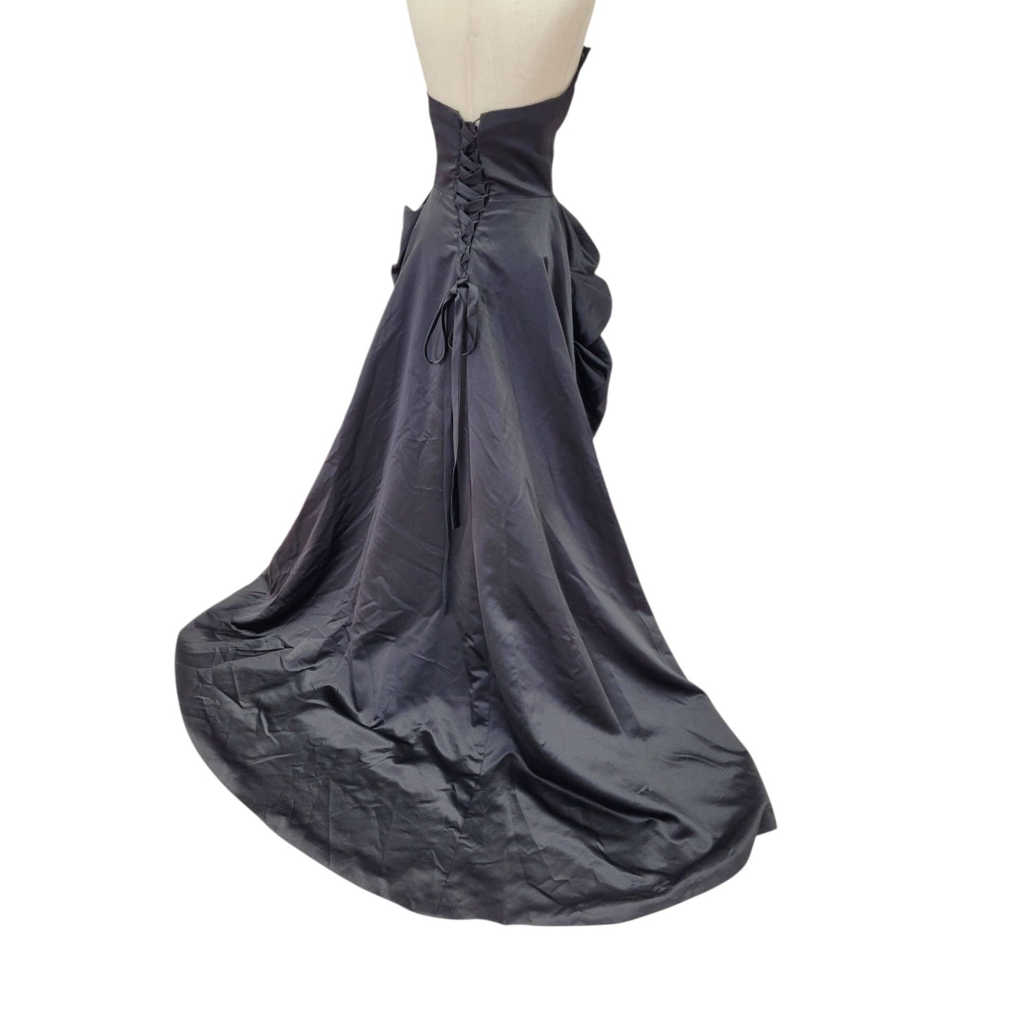 Stunning Strapless Black Satin Ball Gown with Pickups
