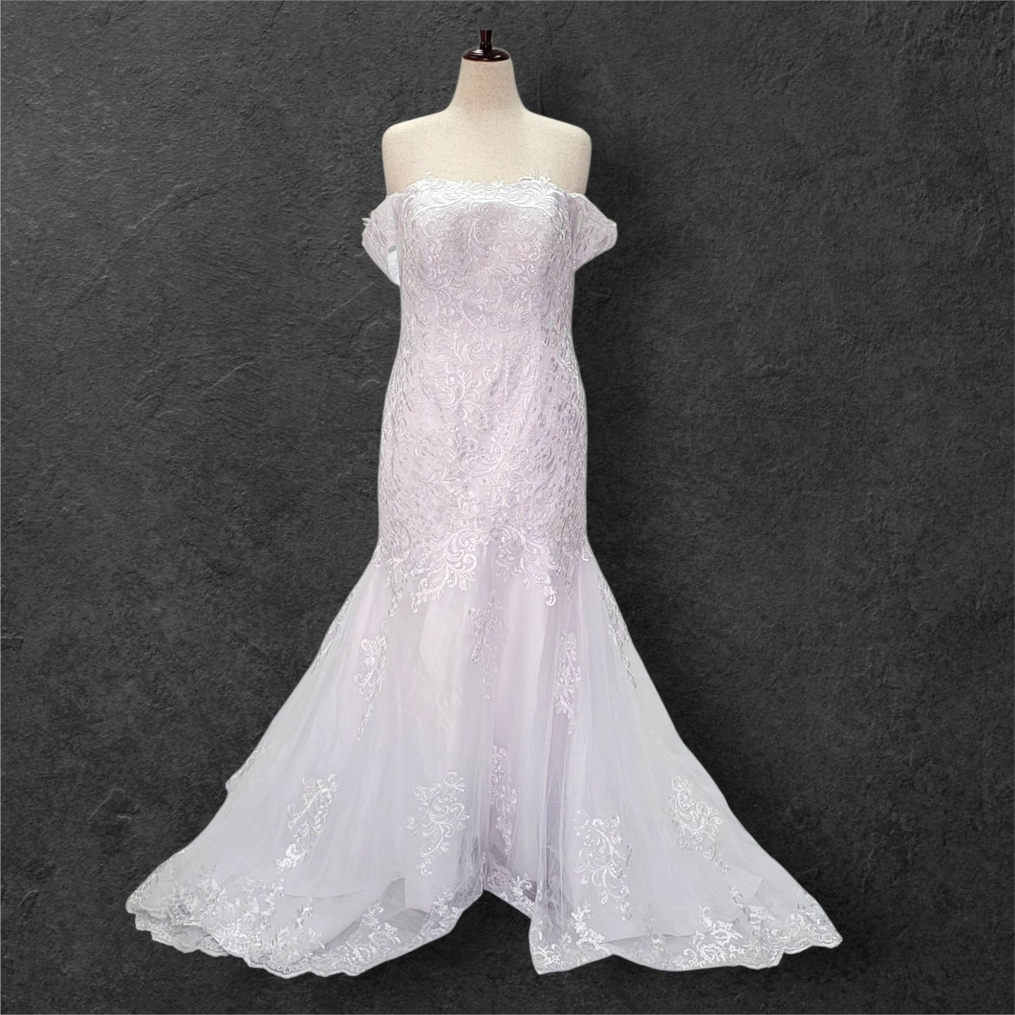 Trumpet Style Wedding Dress with Off Shoulder Sleeves and Corset Back
