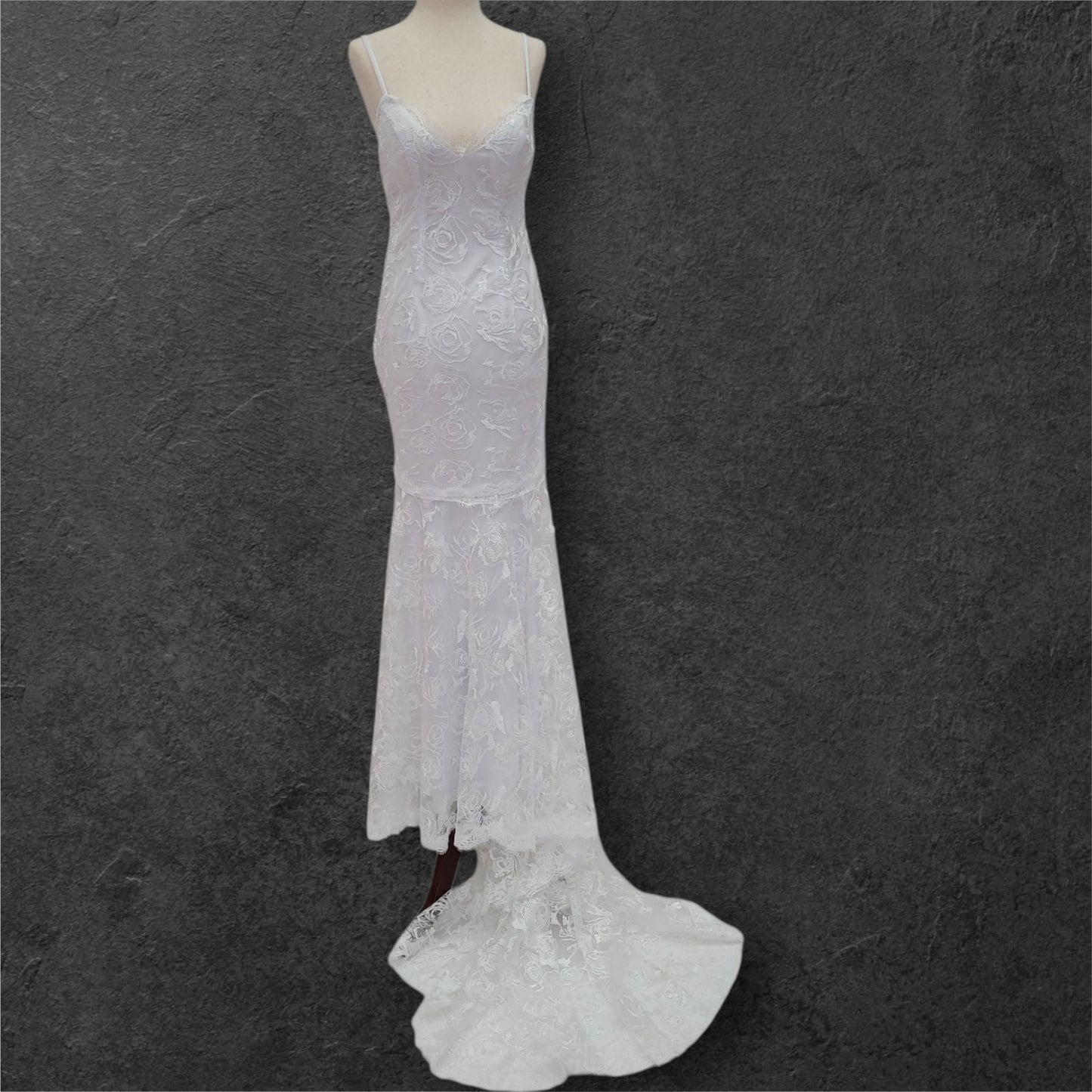 Beautiful Destination Wedding Dress with Rose Design and Low Back
