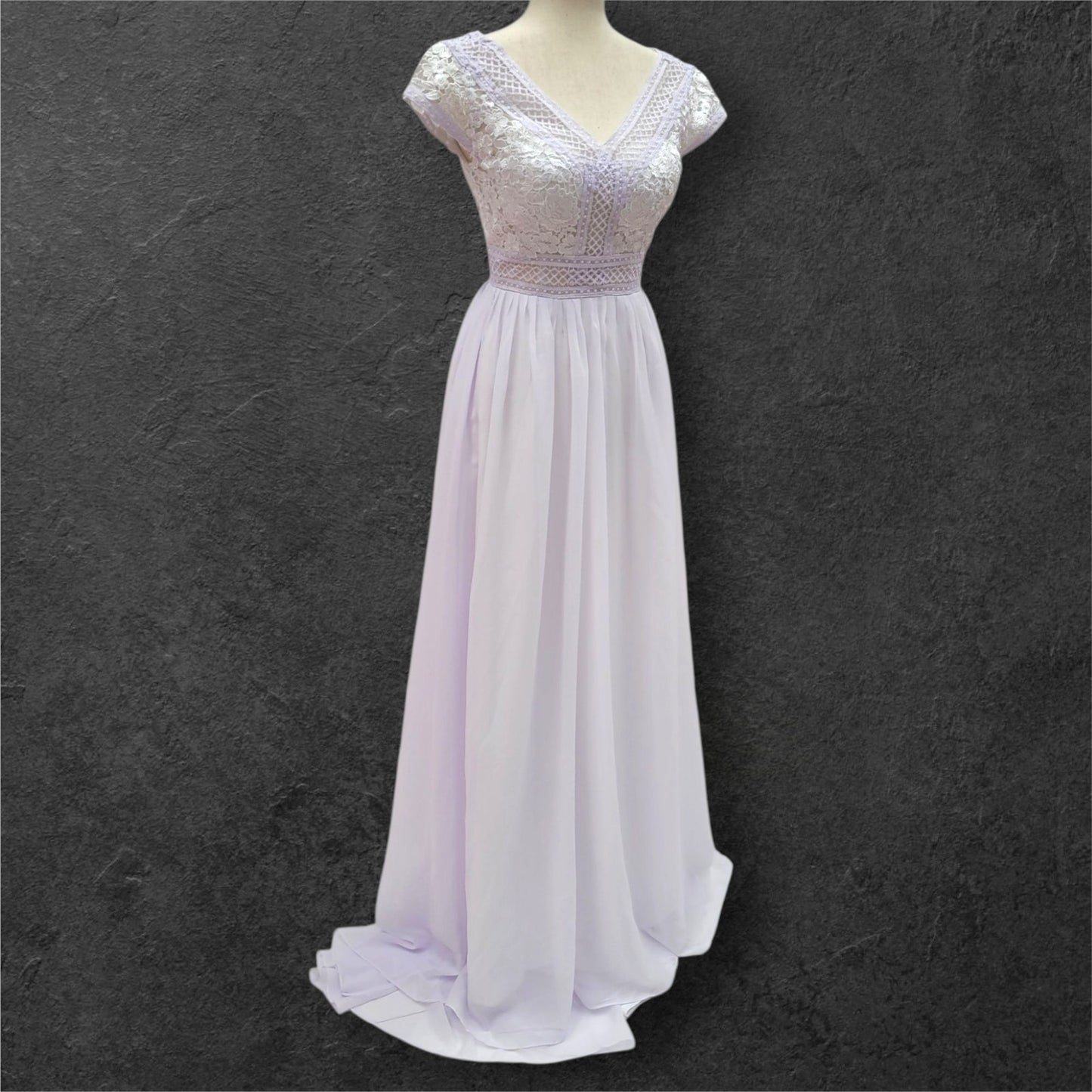 Cap Sleeve Chiffon Wedding Dress with Detailed Bodice