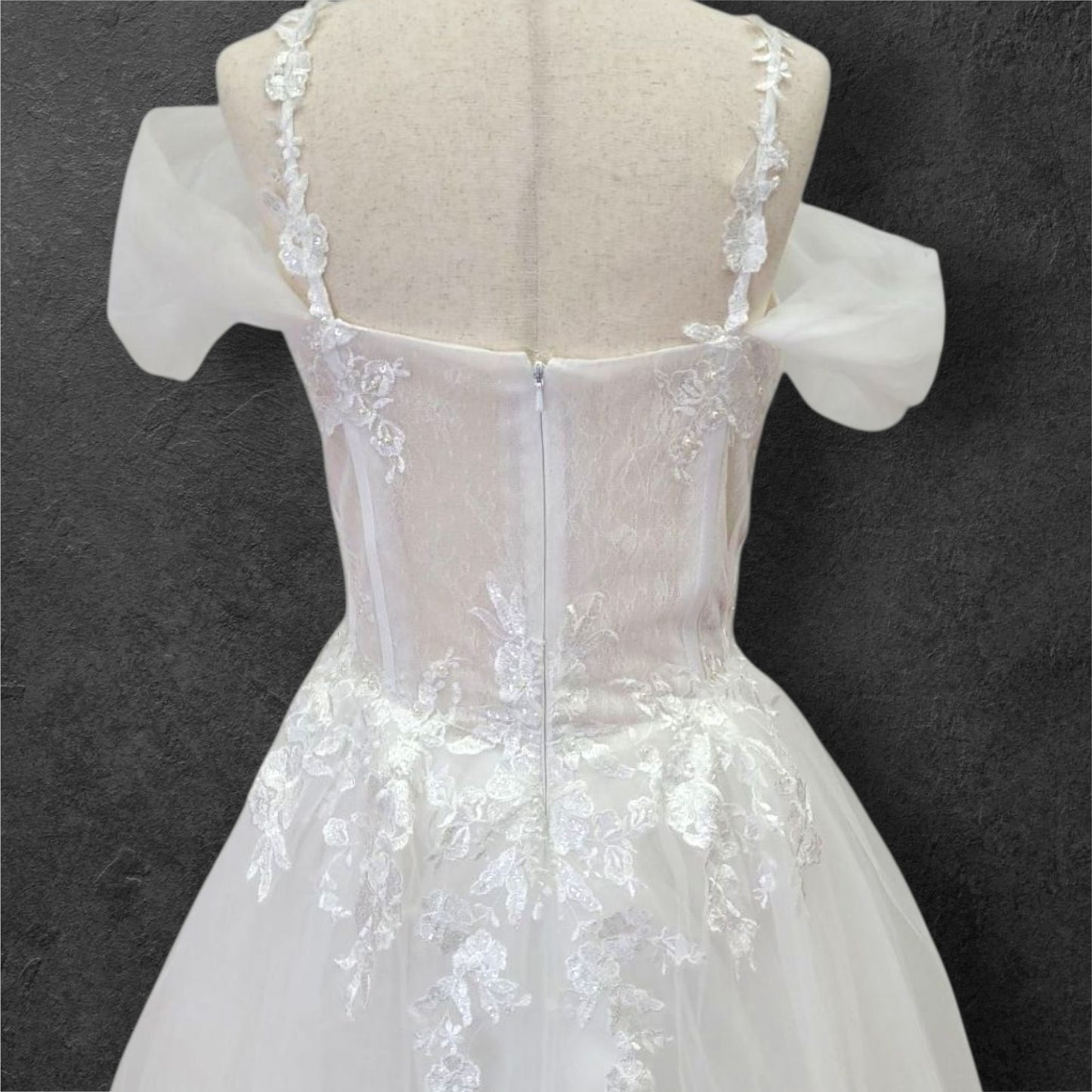 Tulle Off-Shoulder Ballgown Wedding Dress with Corset Boning
