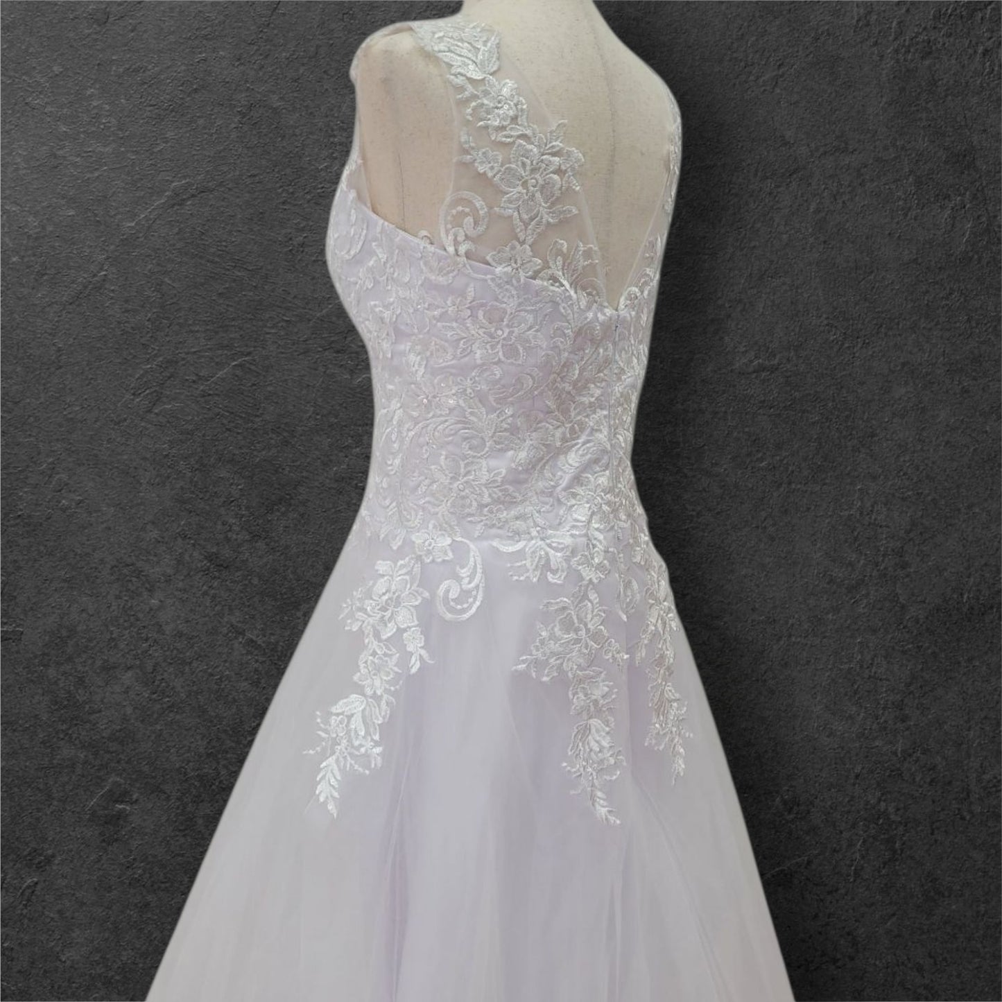 Drop Waisted A Line Wedding Dress with V Neck