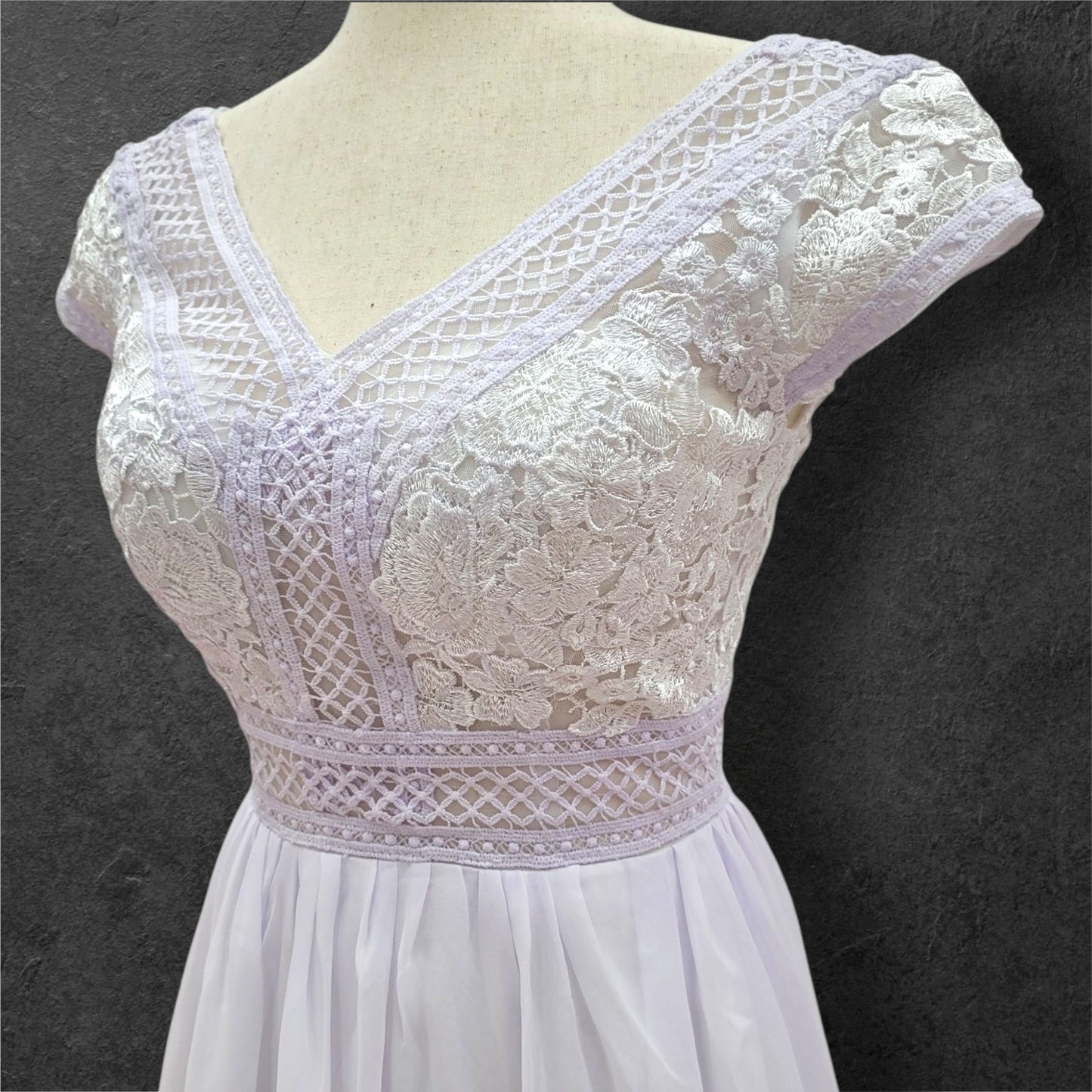 Cap Sleeve Chiffon Wedding Dress with Detailed Bodice