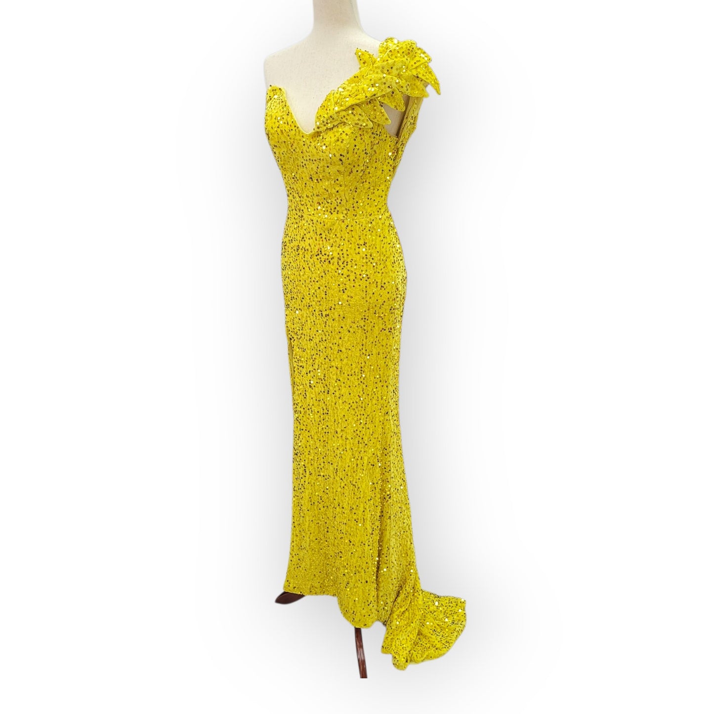 Elegant and Fun Sequin Evening Gown with Decorative Shoulder Strap