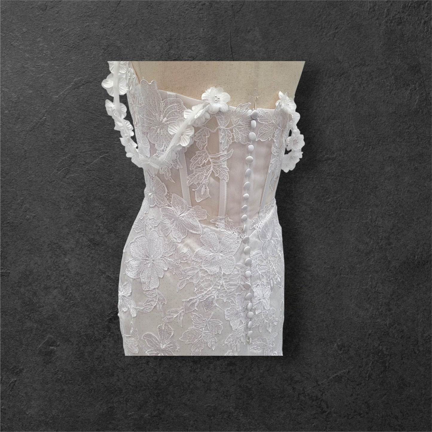 Fit n Flair Style Wedding Dress with Plunging V Neck and Train