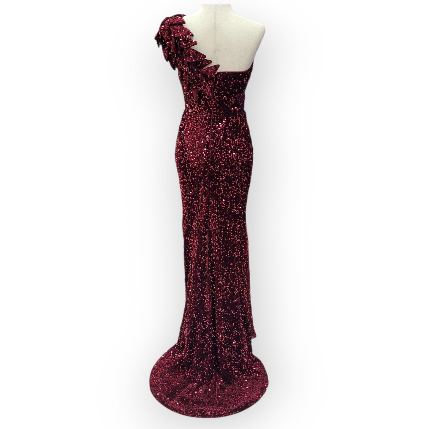 Elegant and Fun Sequin Evening Gown with Decorative Shoulder Strap