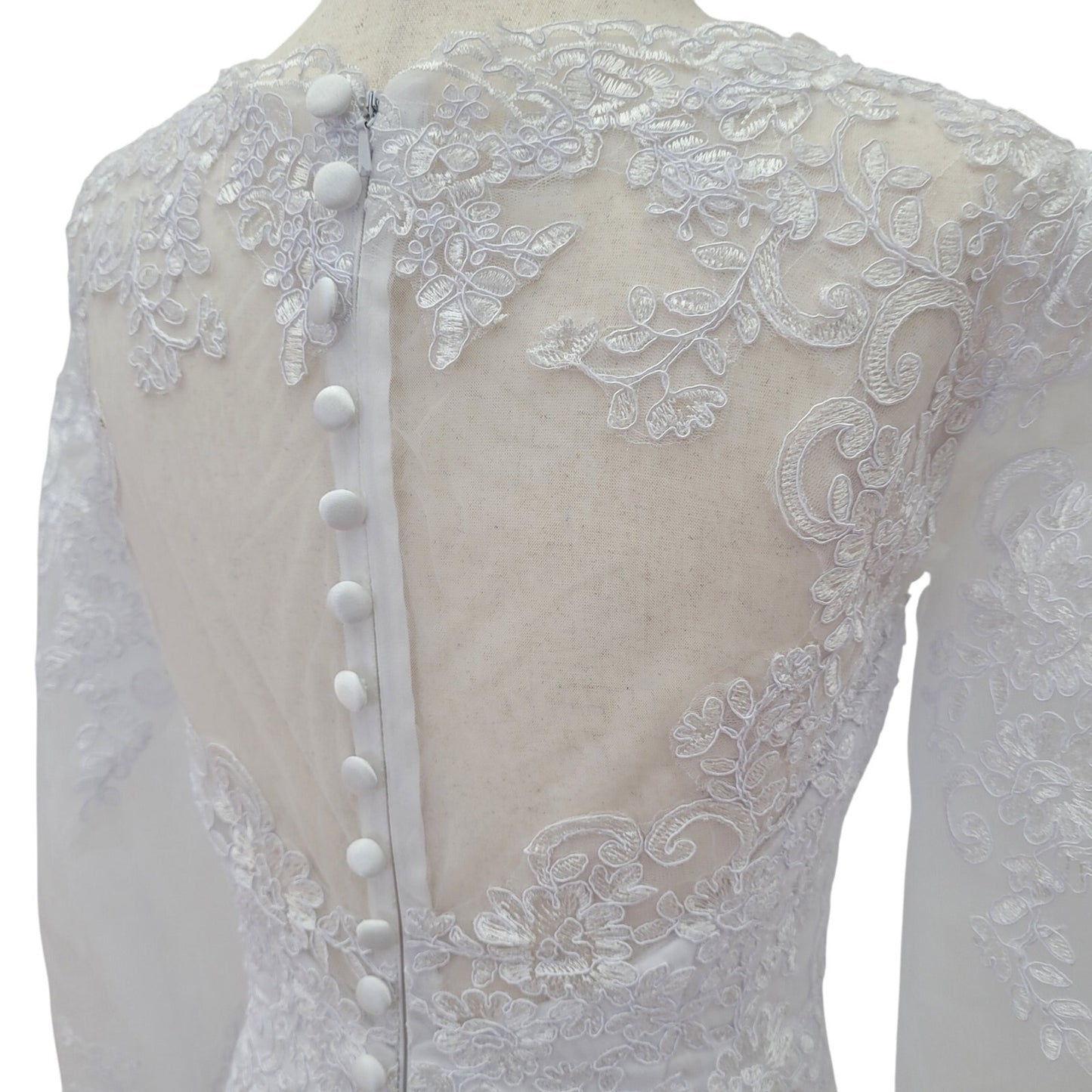 Long Sleeve Trumpet Style High Neckline Wedding Dress