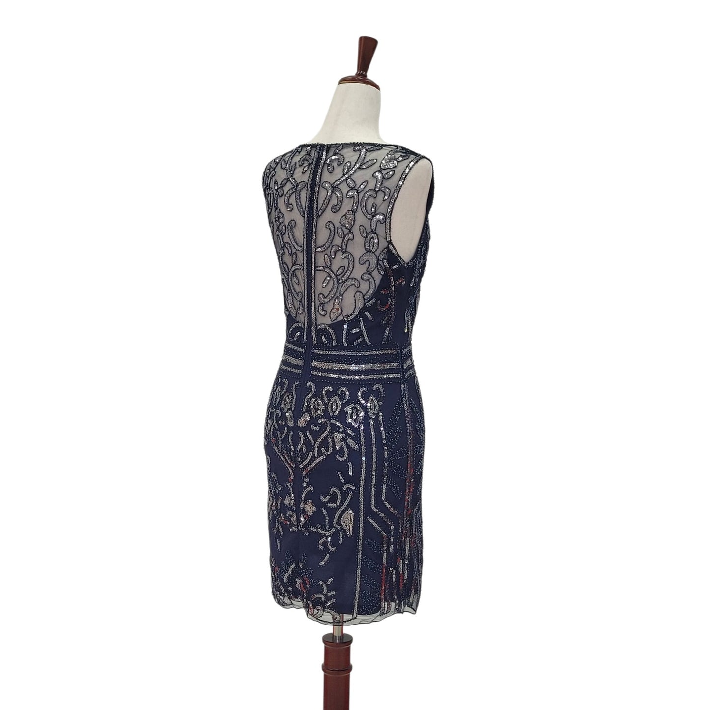 Navy Blue and Silver Sequin Cocktail Short Dress