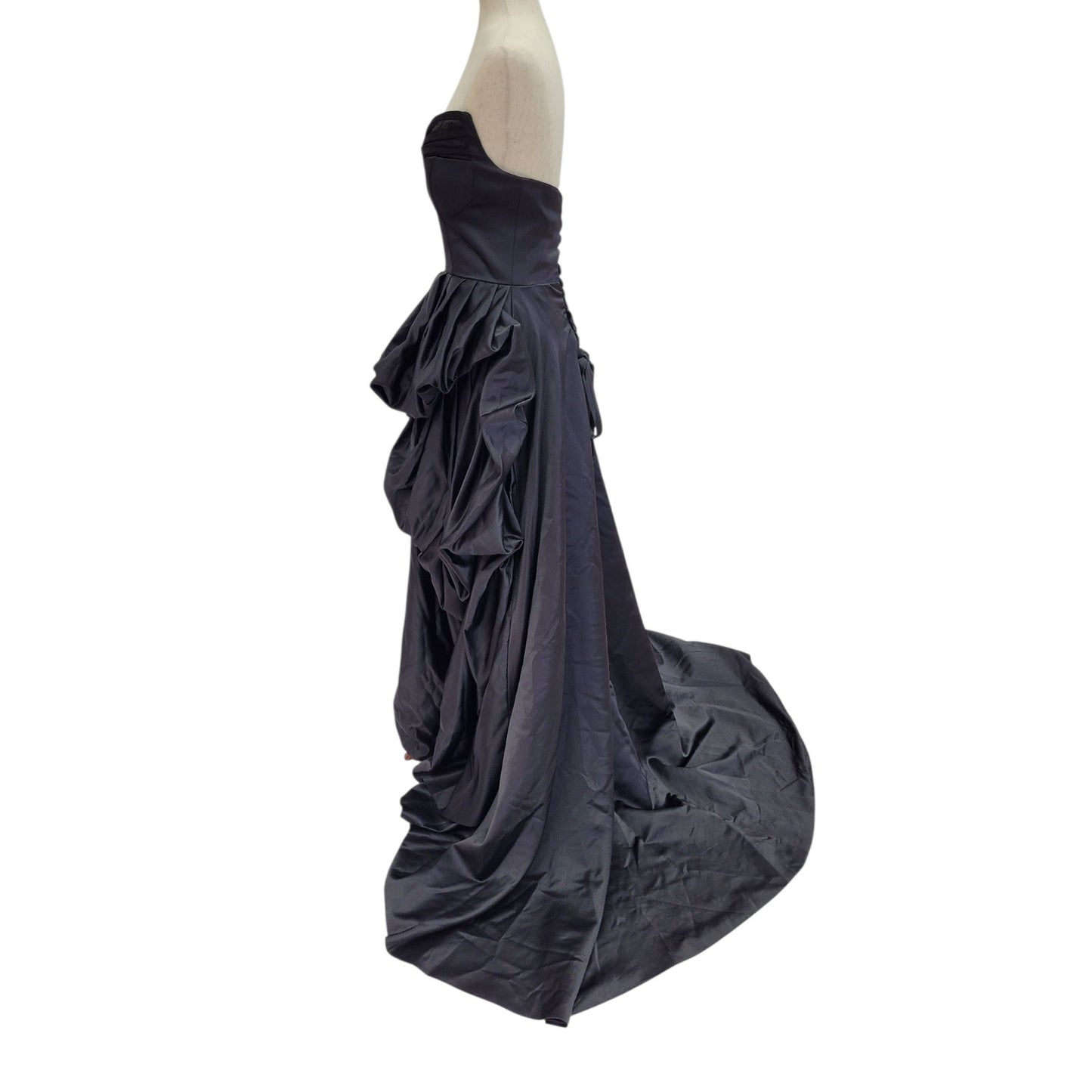 Stunning Strapless Black Satin Ball Gown with Pickups