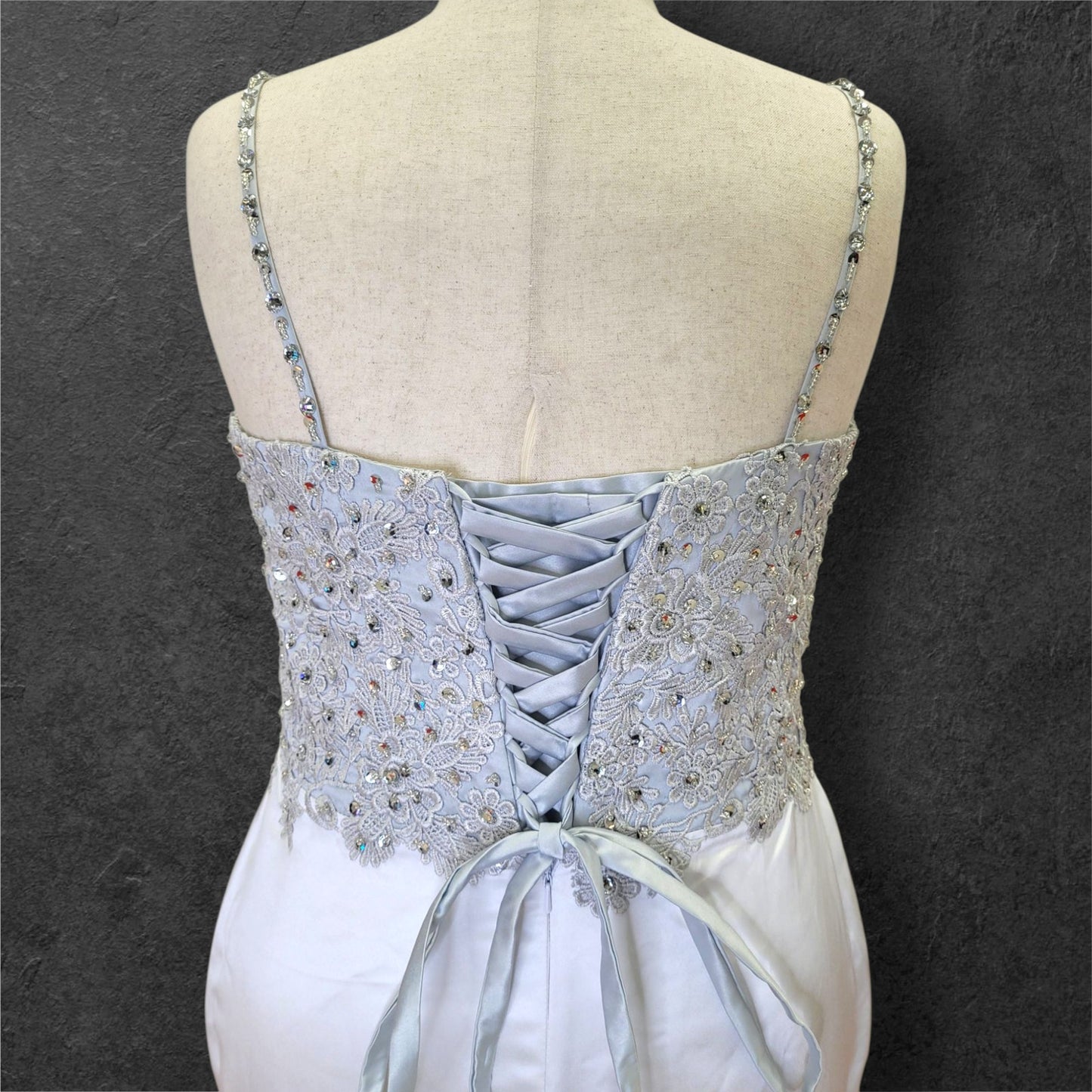 Ruffle Skirt Trumpet Wedding Dress with Silver Embroidered Corset Bodice