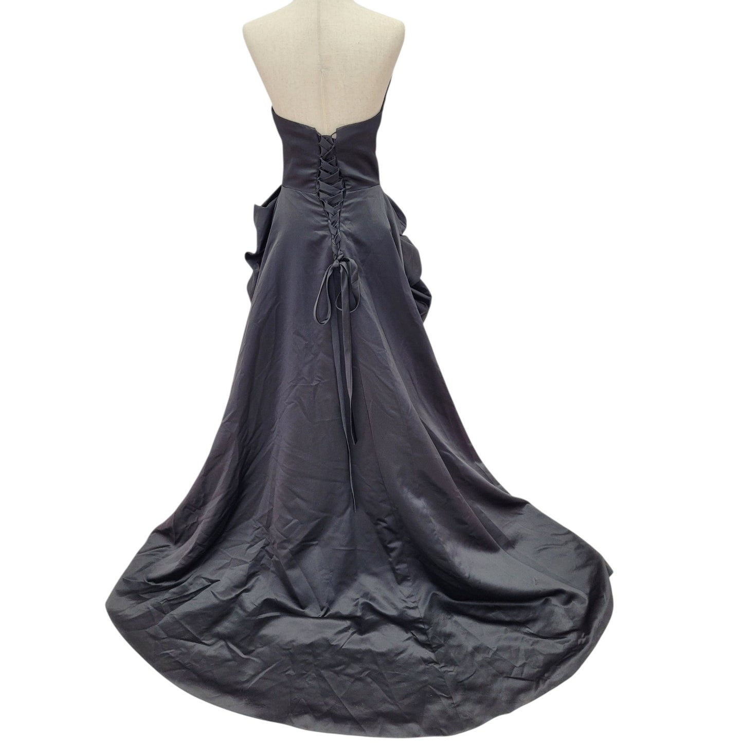 Stunning Strapless Black Satin Ball Gown with Pickups