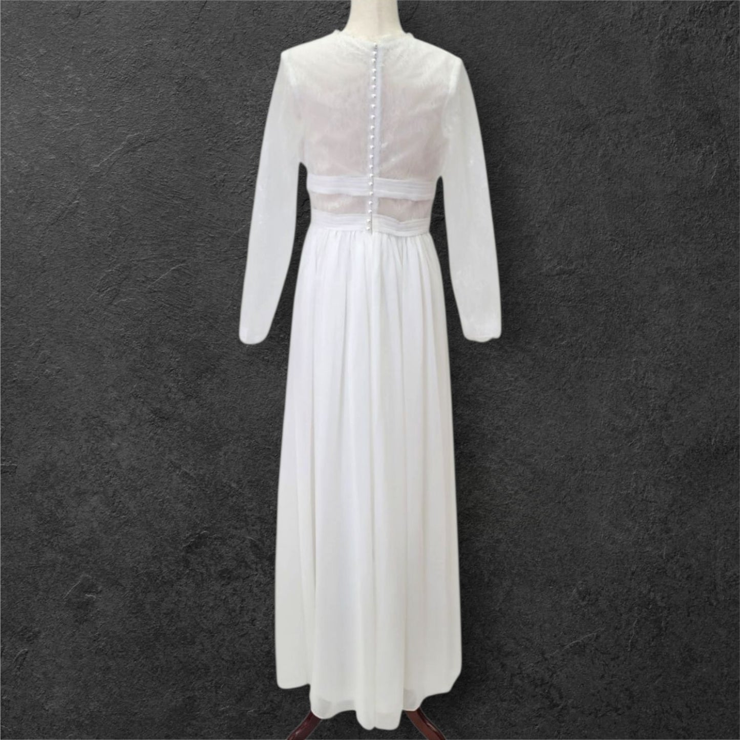 Boho Column Wedding Dress with Semi Sheer Midsection Band