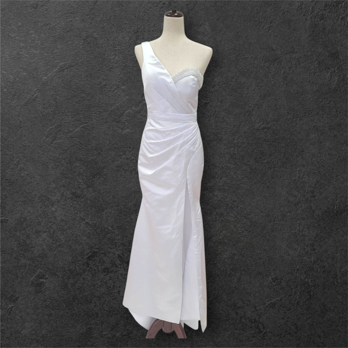 One Shoulder Satin Wedding Dress with Detachable Skirt