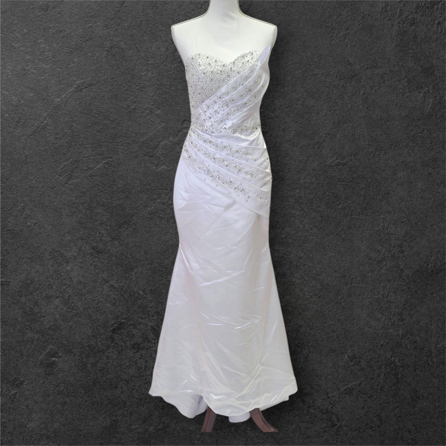 Stunning Strapless Satin Gown with Detachable Skirt