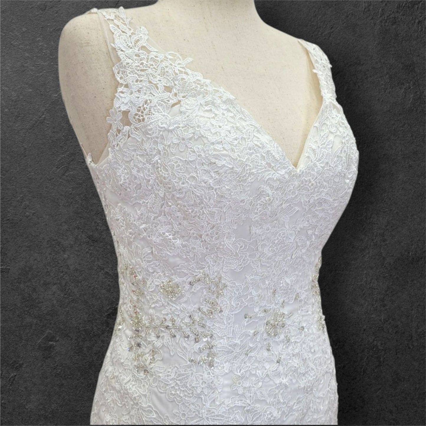 Elegant Fitted Wedding Dress with Low V-Back