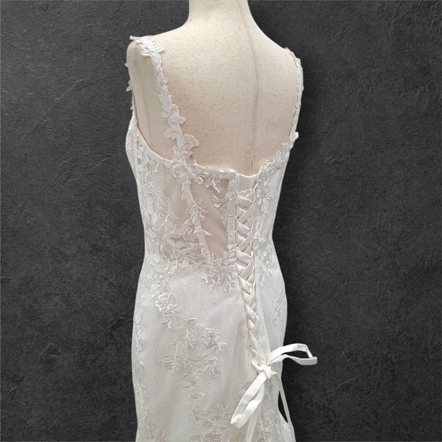 Trumpet Style Wedding Dress with Floral Appliques and Corset Back