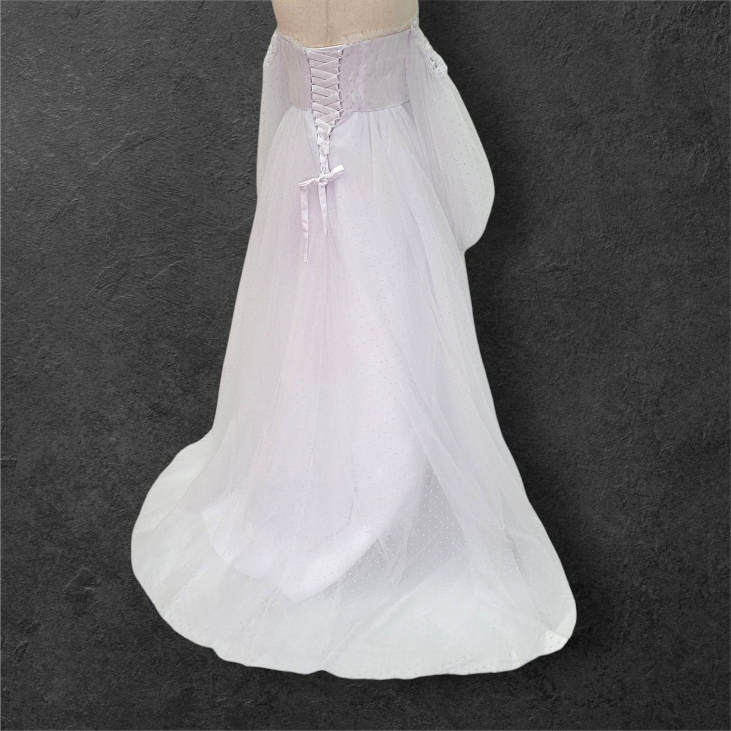 Fun Polka Dot Tulle Wedding Dress with Off Shoulder Sleeves