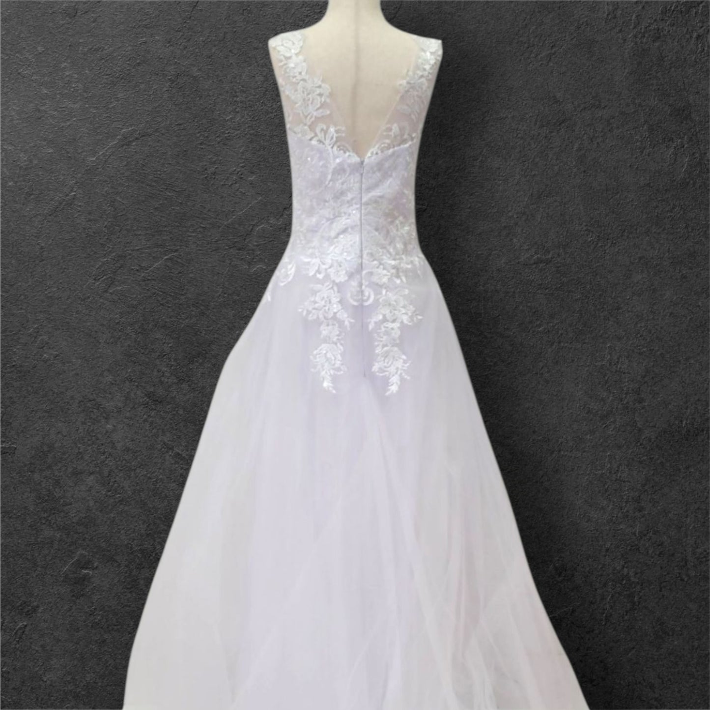 Drop Waisted A Line Wedding Dress with V Neck