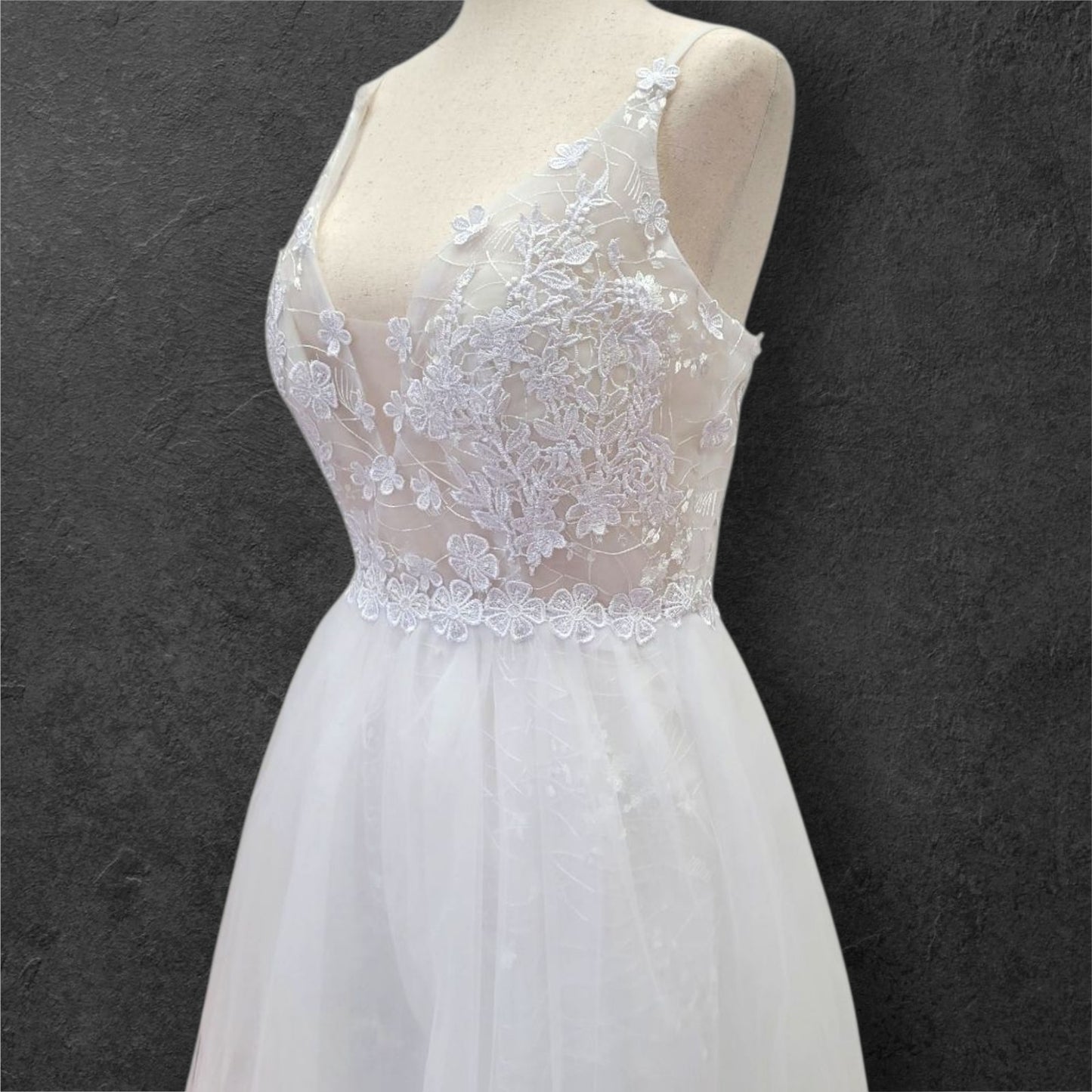 Floral V-Neck Wedding Dress