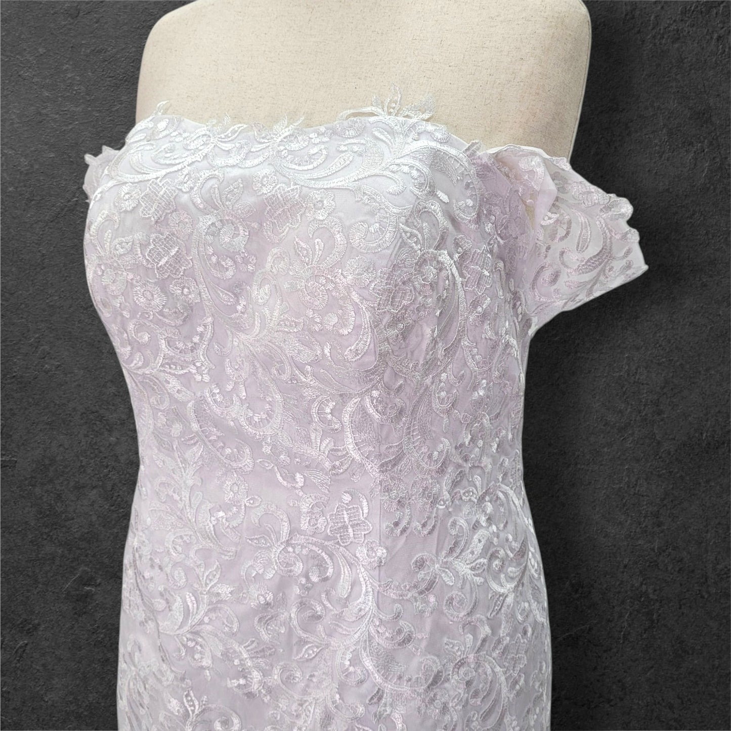 Trumpet Style Wedding Dress with Off Shoulder Sleeves and Corset Back