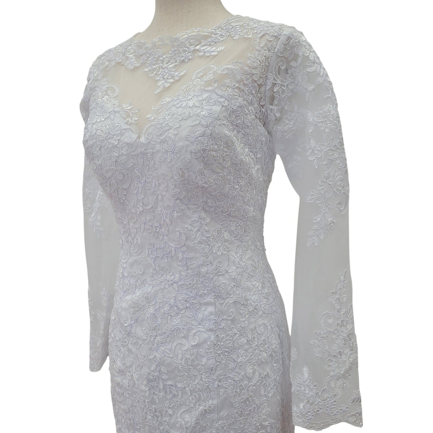 Long Sleeve Trumpet Style High Neckline Wedding Dress