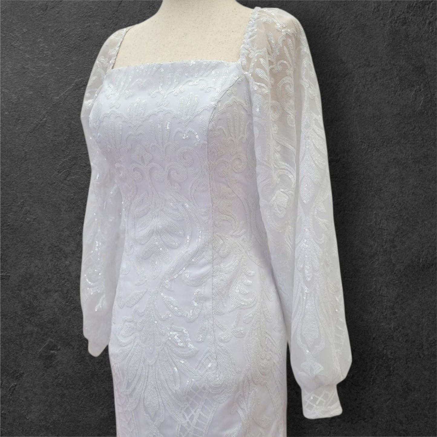 Fitted Sheath Wedding Dress with Patterned Sequins