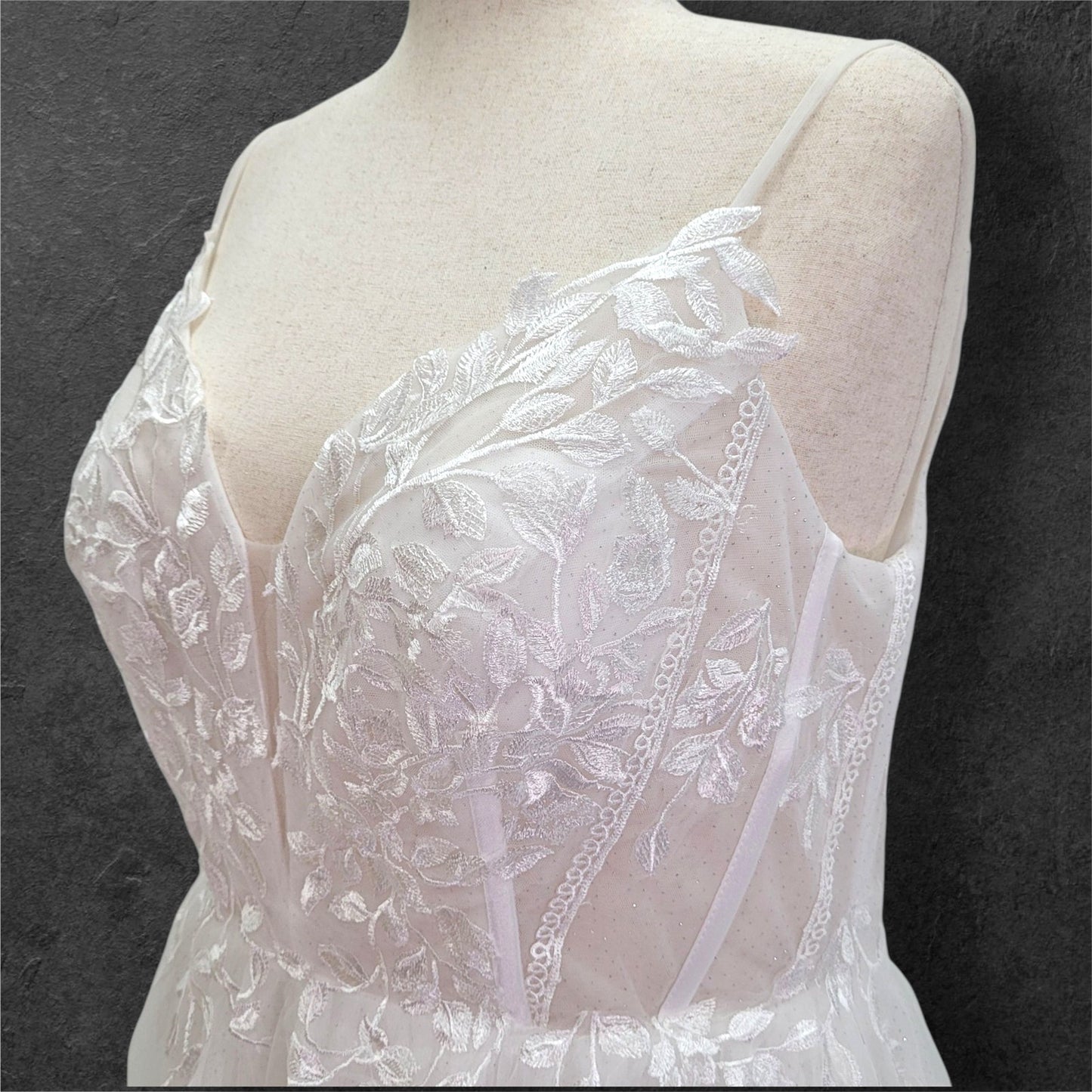 Tulle A Line Wedding Dress with Low Back and Sparkle Throughout