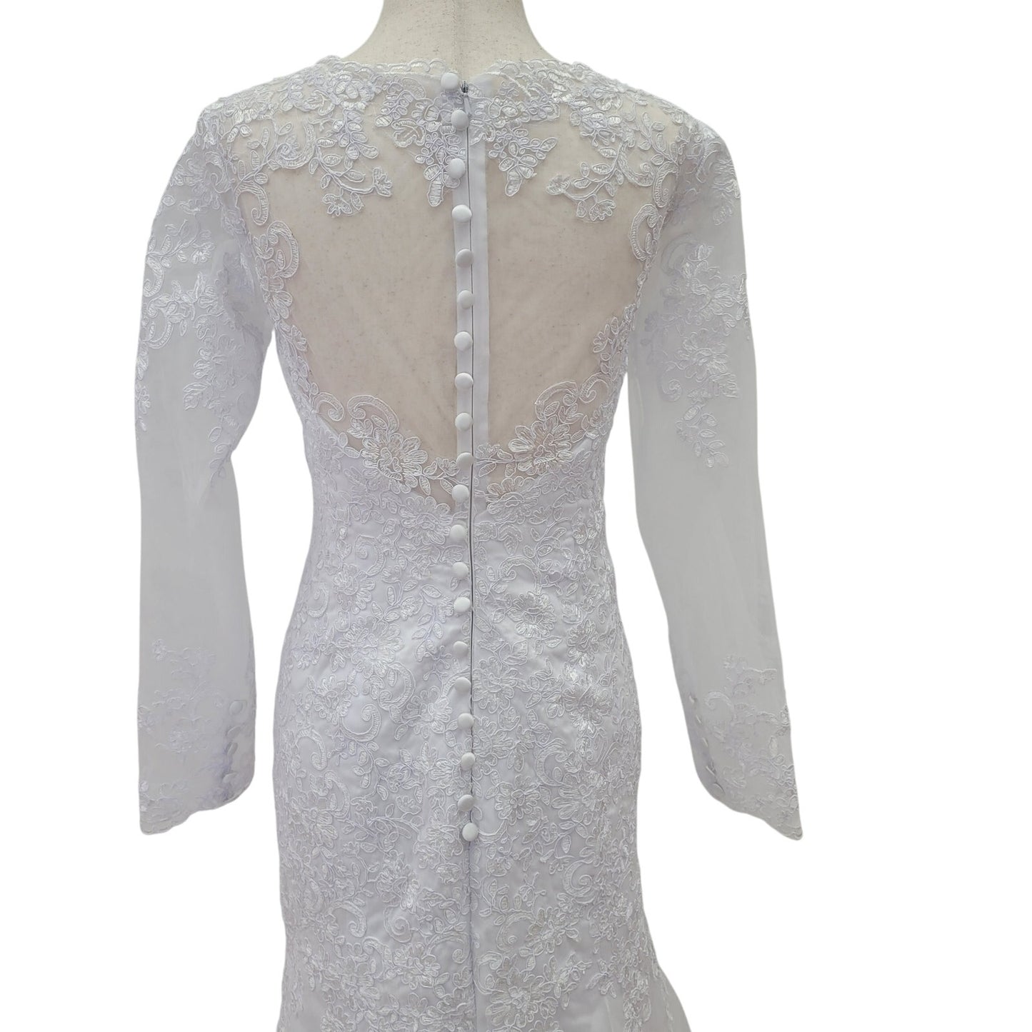 Long Sleeve Trumpet Style High Neckline Wedding Dress