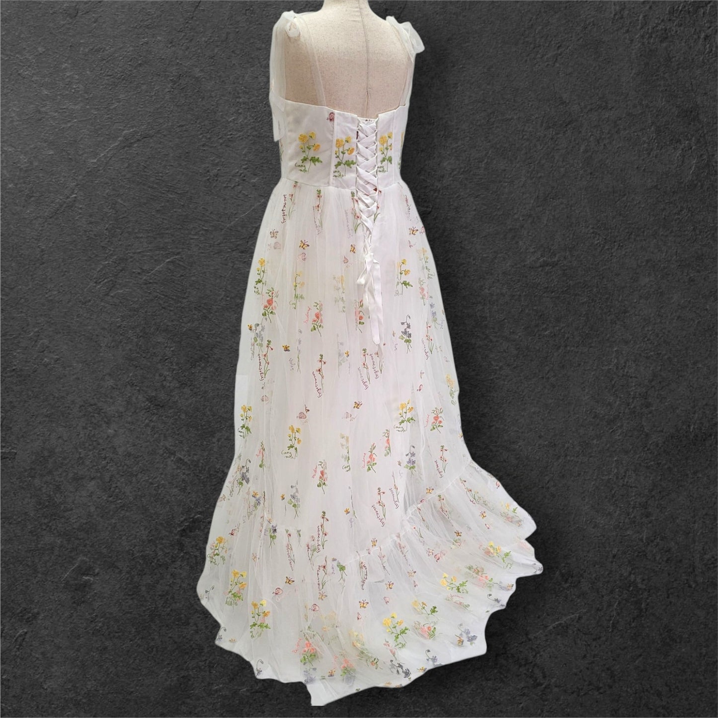 Colorful Floral Embroidered Wedding Dress with Sweetheart Neckline