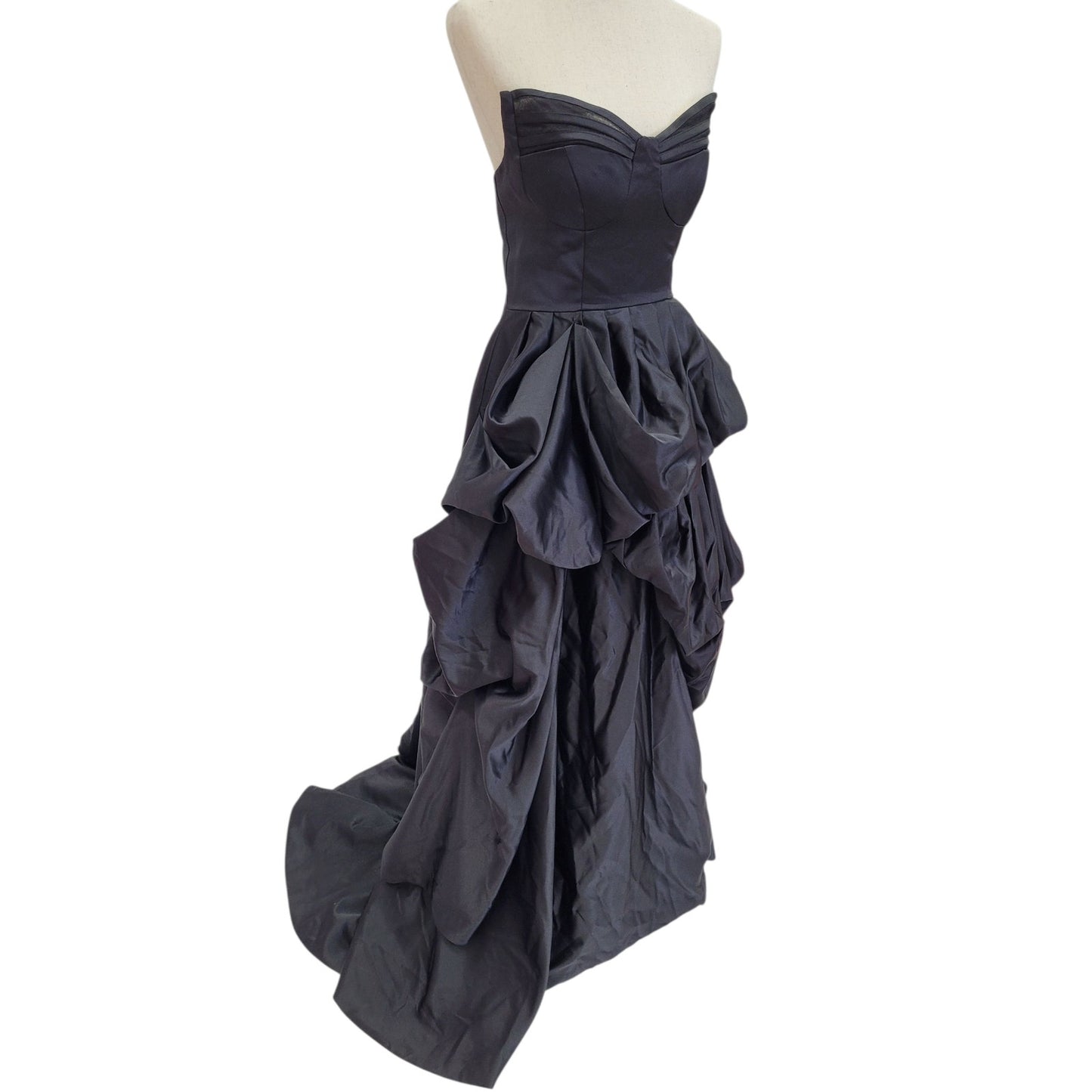 Stunning Strapless Black Satin Ball Gown with Pickups