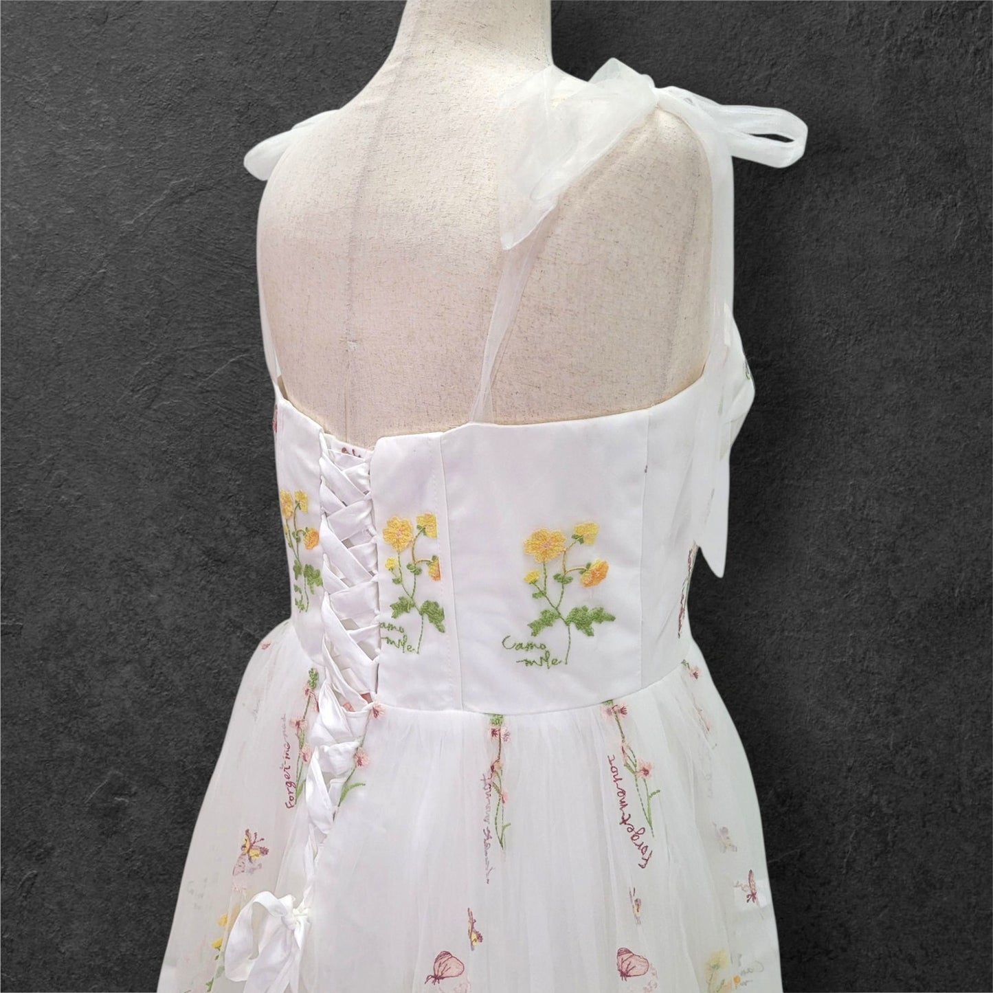 Colorful Floral Embroidered Wedding Dress with Sweetheart Neckline