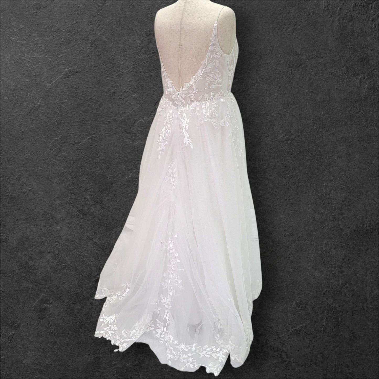 Tulle A Line Wedding Dress with Low Back and Sparkle Throughout