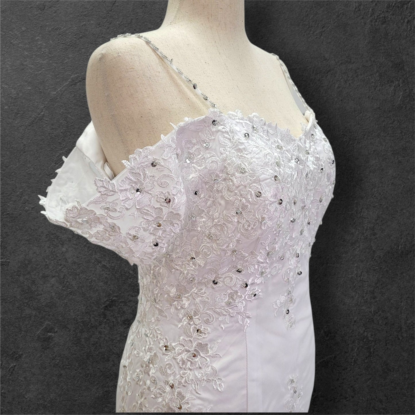 Fun Tulle Trumpet Skirt Wedding Dress with Corset Back and Off Shoulder Sleeves