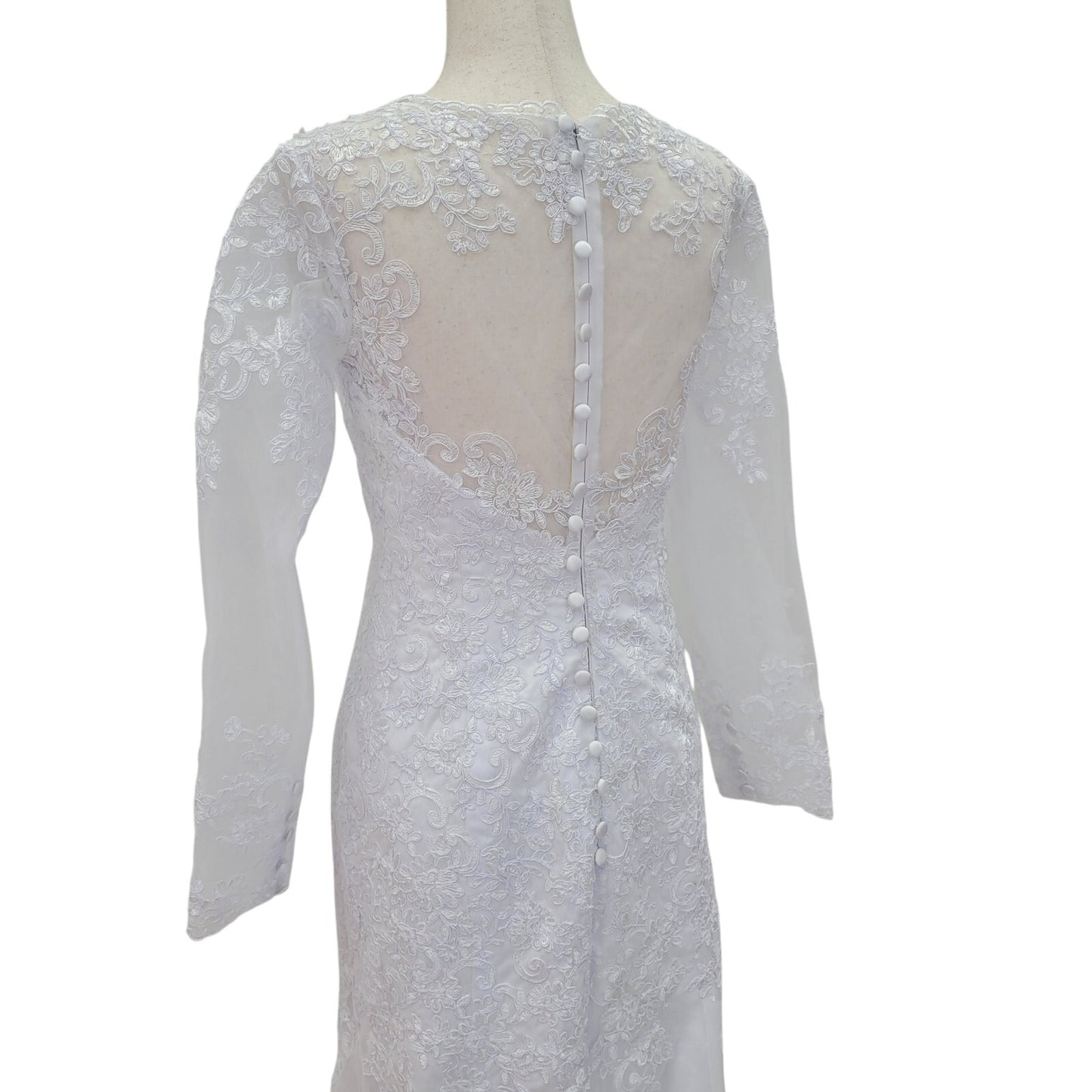 Long Sleeve Trumpet Style High Neckline Wedding Dress