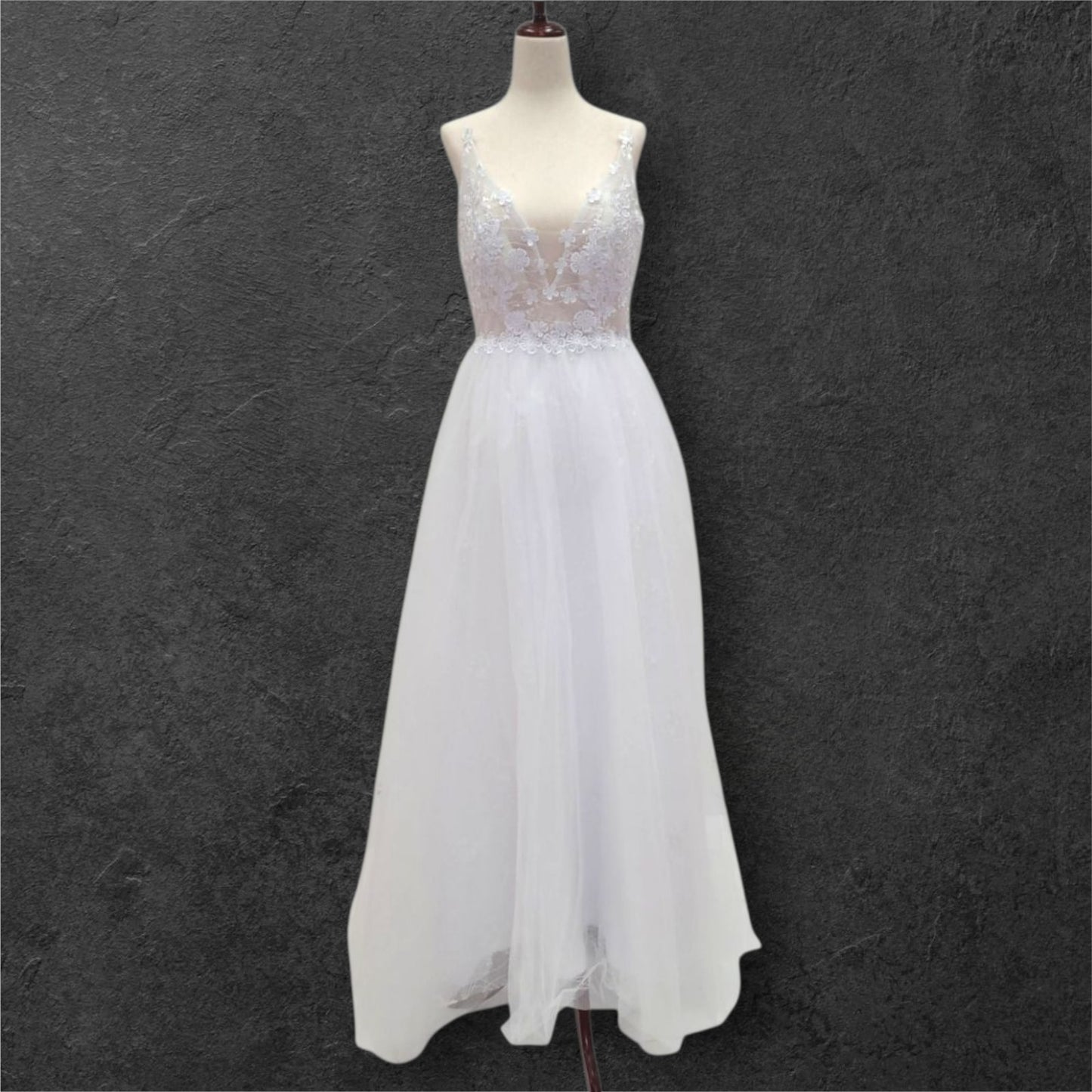 Floral V-Neck Wedding Dress