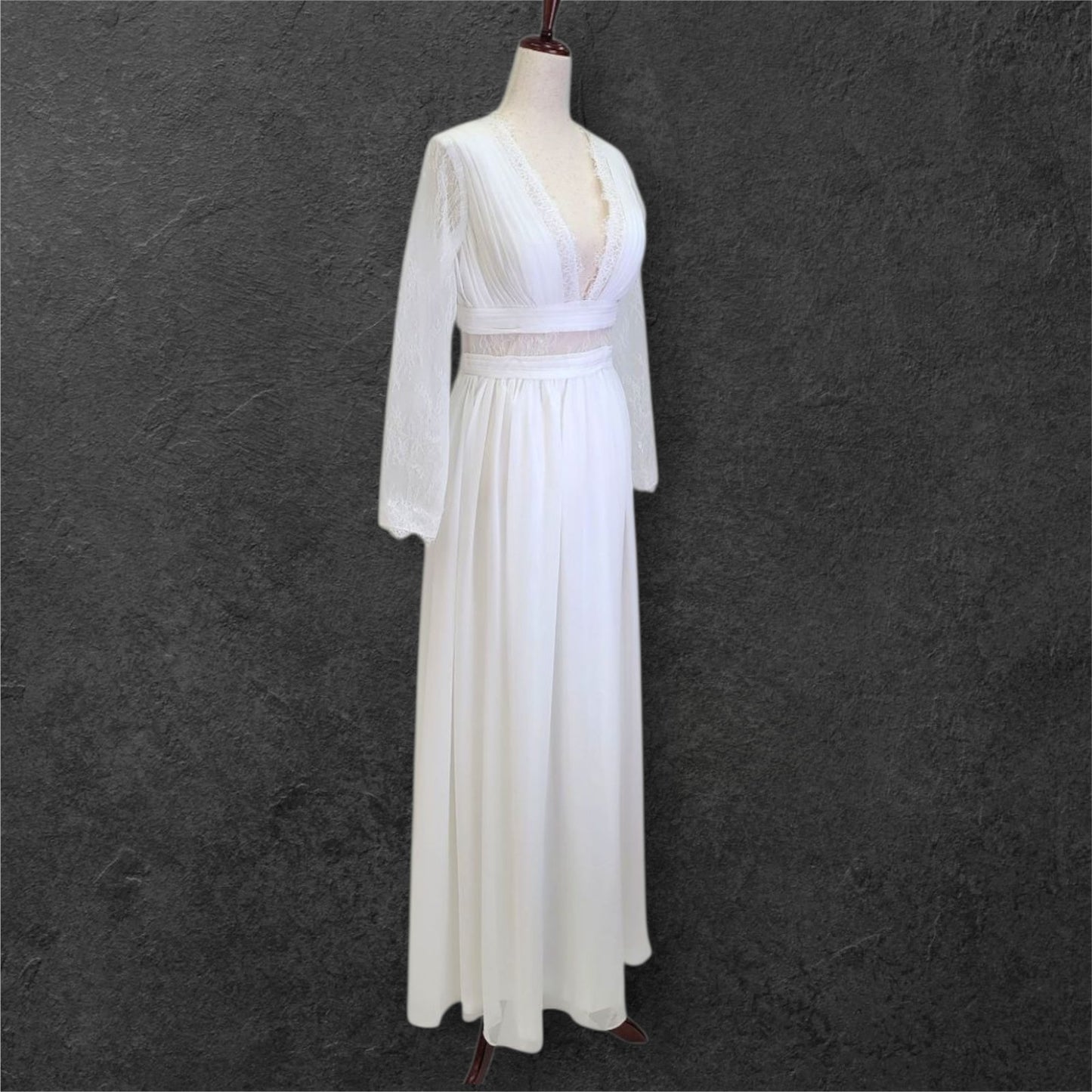 Boho Column Wedding Dress with Semi Sheer Midsection Band