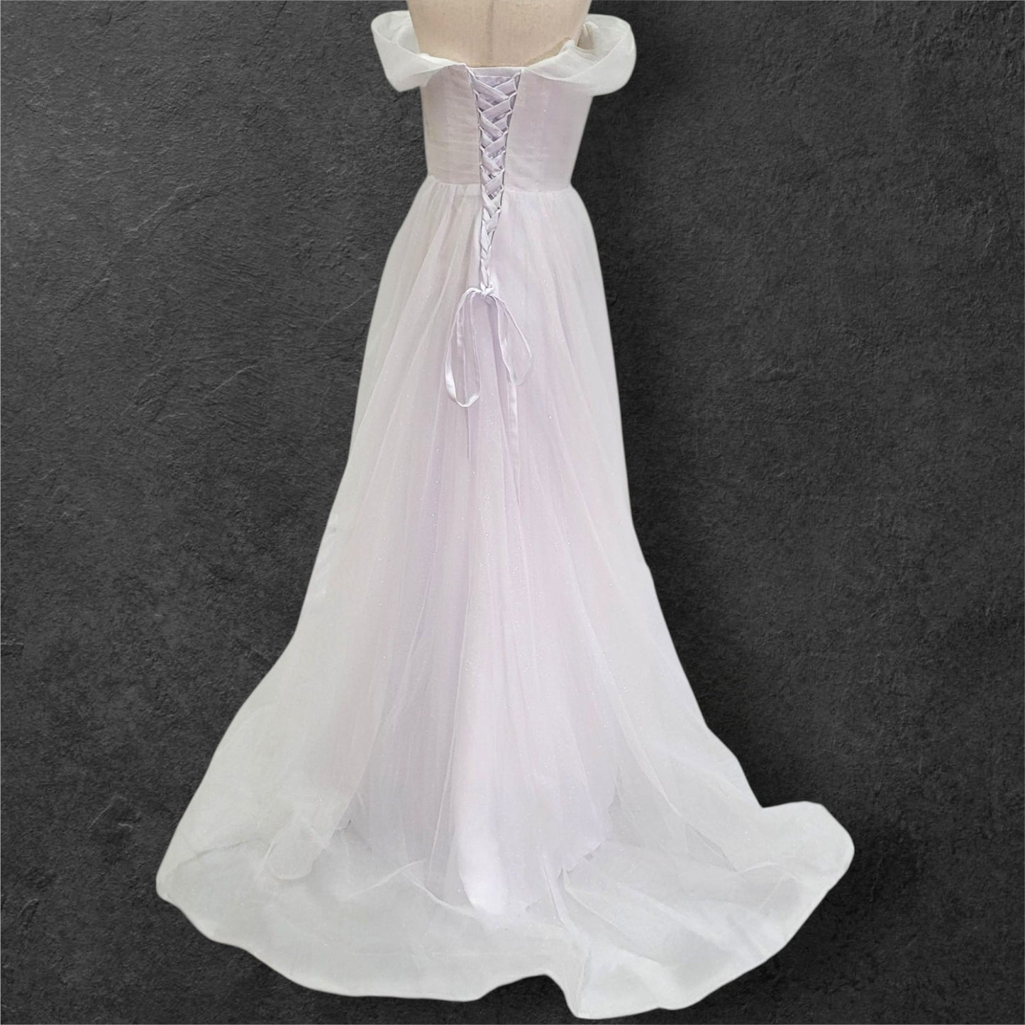 Long Sparkle Ballgown Style Wedding Dress with Off Shoulder Sleeves