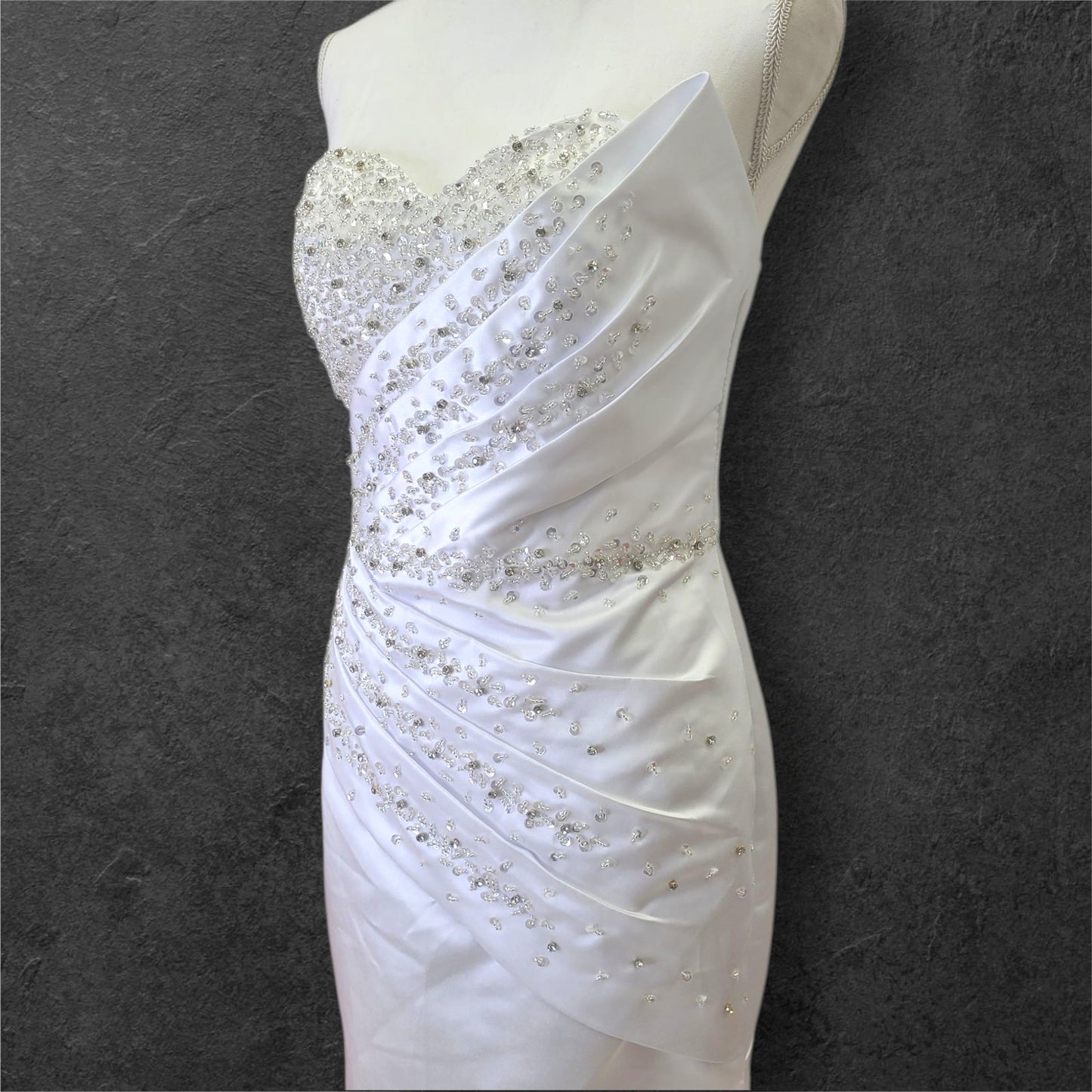 Stunning Strapless Satin Gown with Detachable Skirt