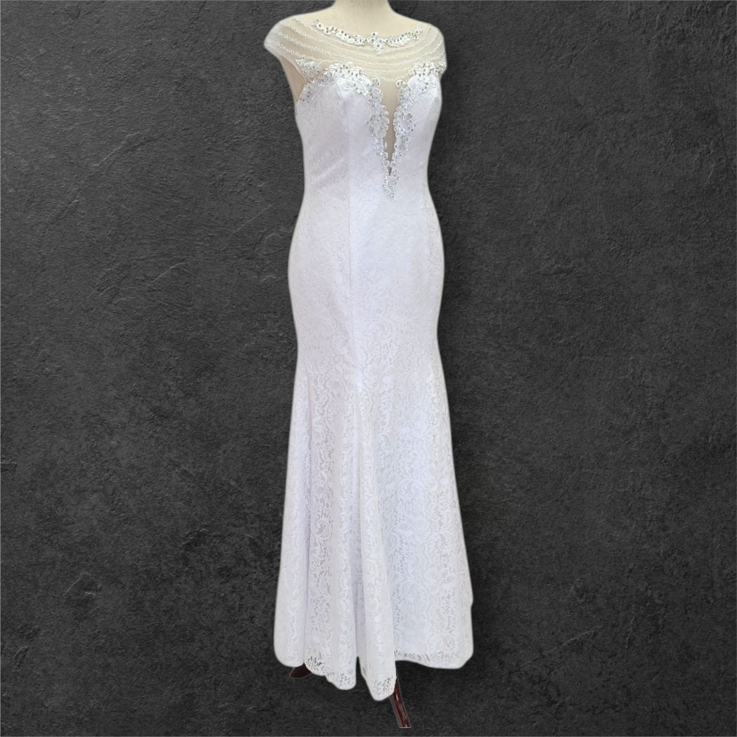 Intricately Beaded Wedding Dress with Plunge Neckline