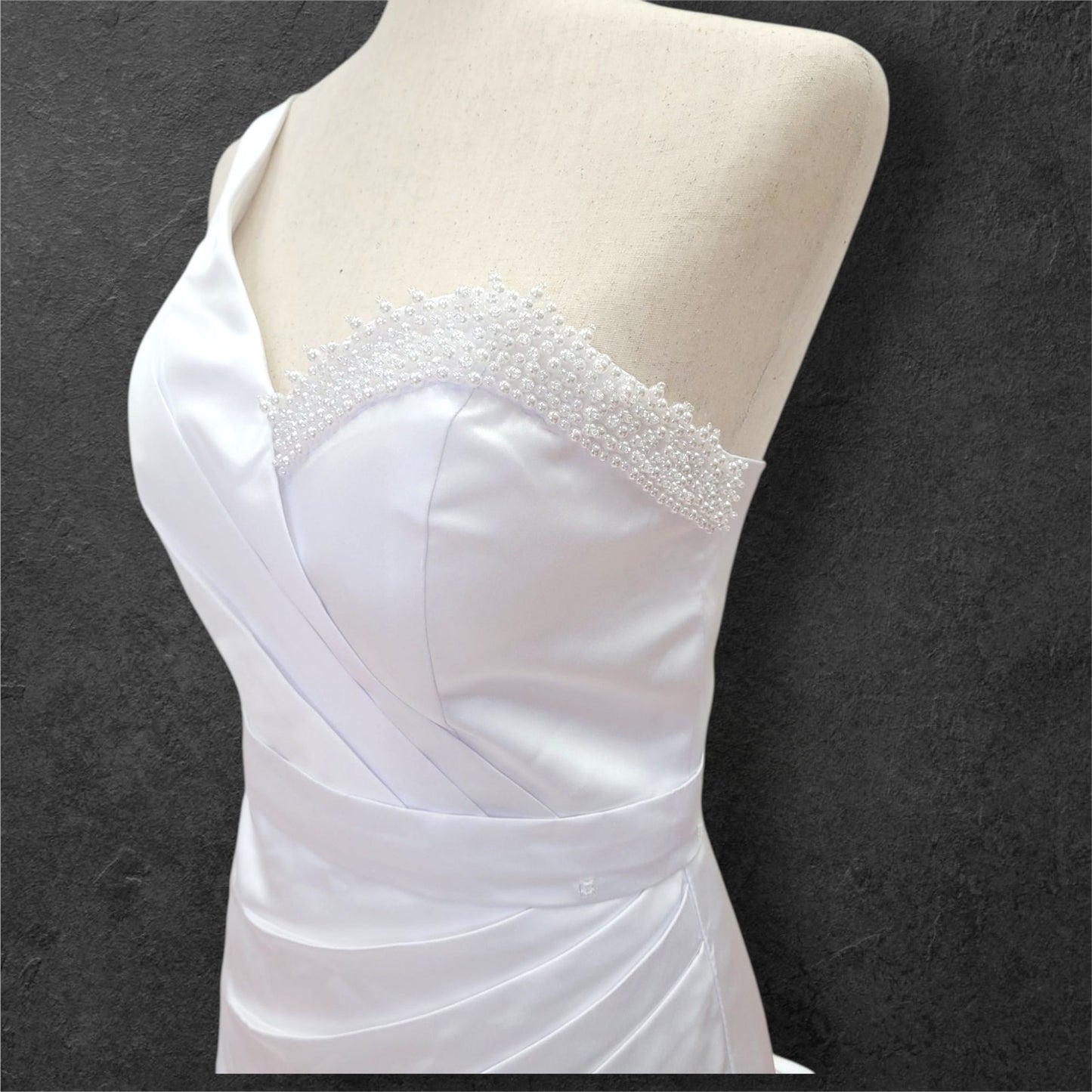 One Shoulder Satin Wedding Dress with Detachable Skirt