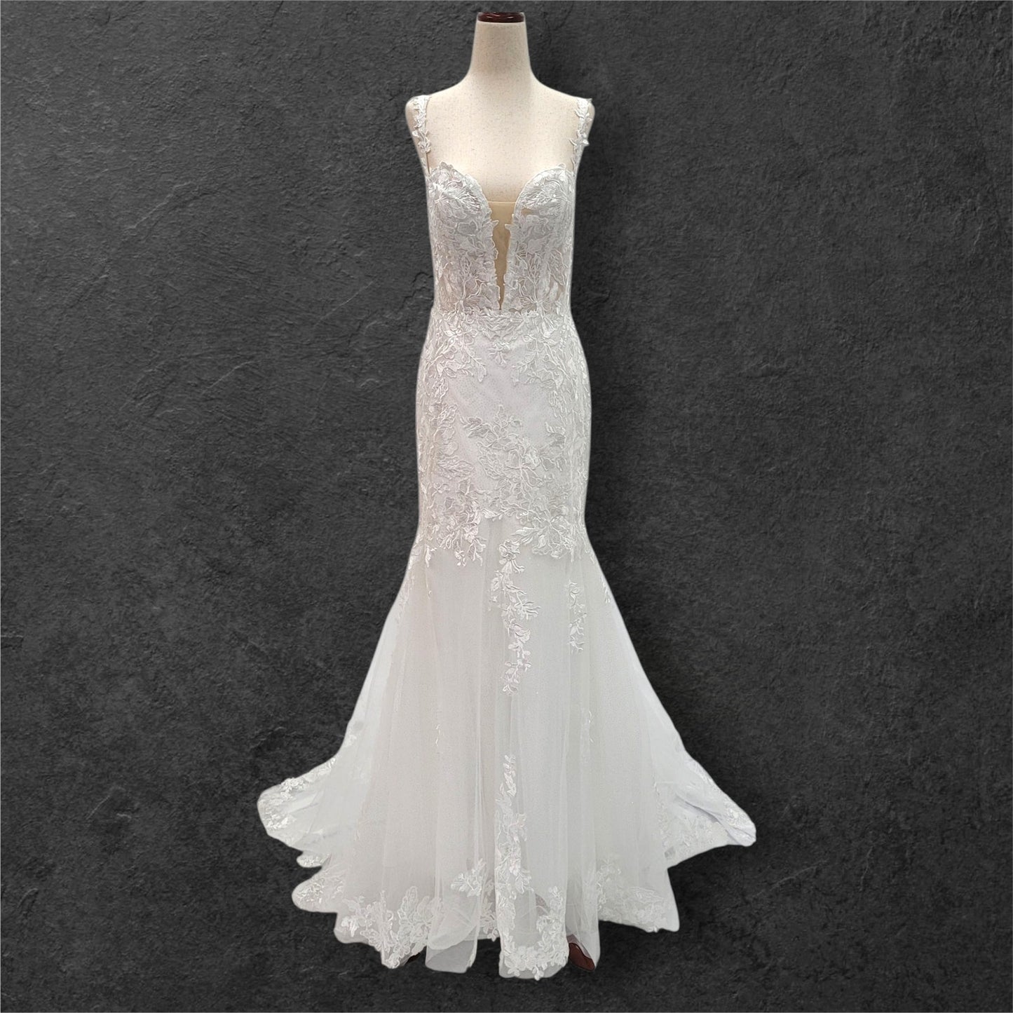 Trumpet Style Wedding Dress with Floral Appliques and Corset Back