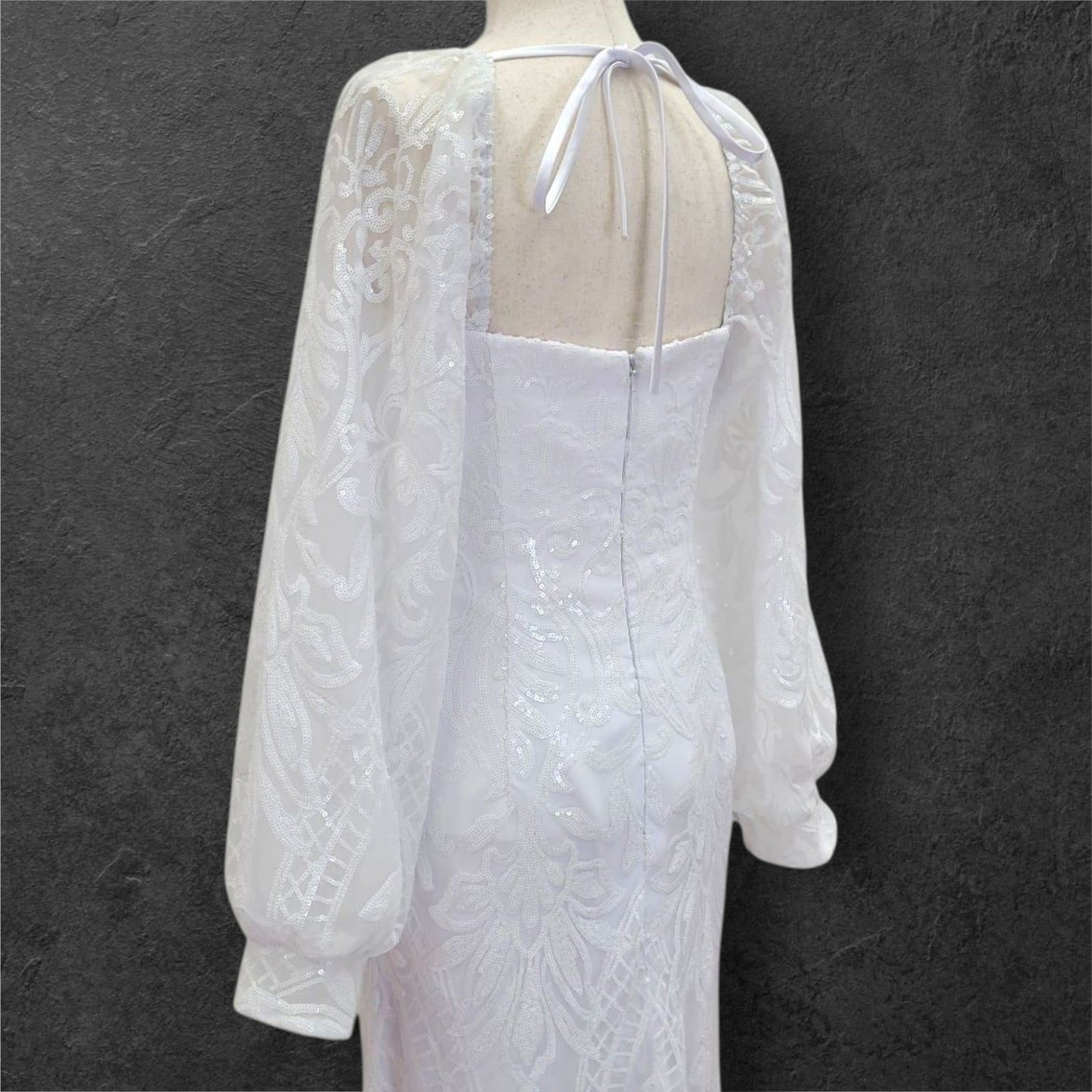 Fitted Sheath Wedding Dress with Patterned Sequins