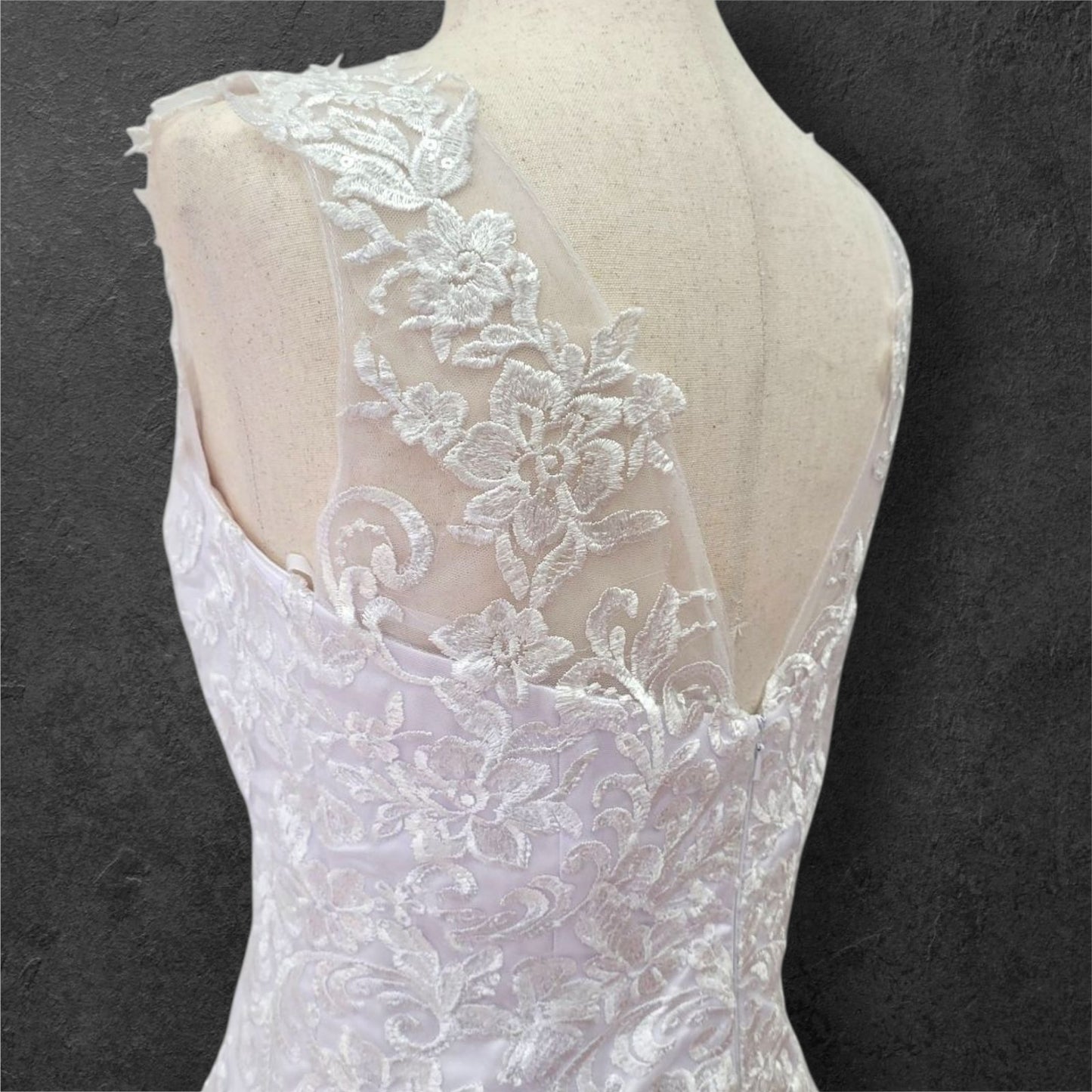 Drop Waisted A Line Wedding Dress with V Neck
