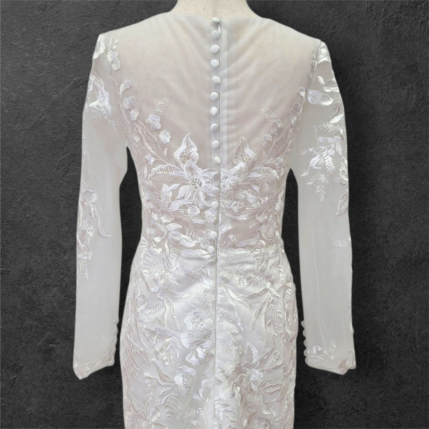 Trumpet Style Wedding Dress with Train and Fitted Long Sleeves