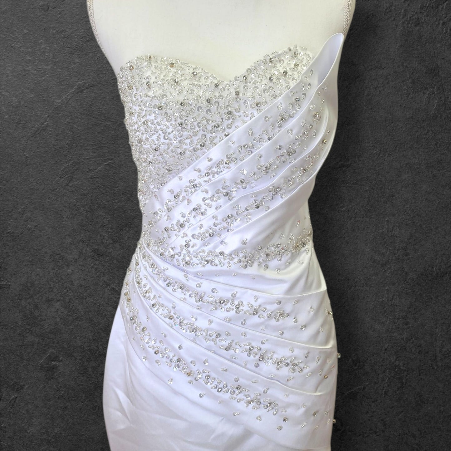 Stunning Strapless Satin Gown with Detachable Skirt