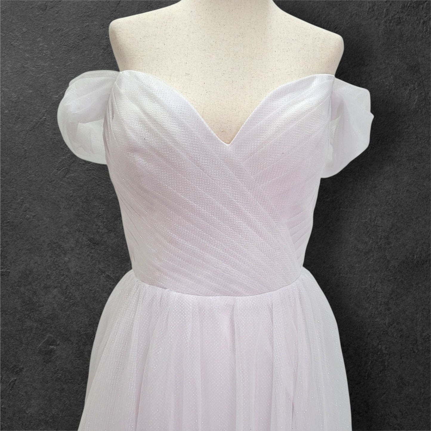 Long Sparkle Ballgown Style Wedding Dress with Off Shoulder Sleeves