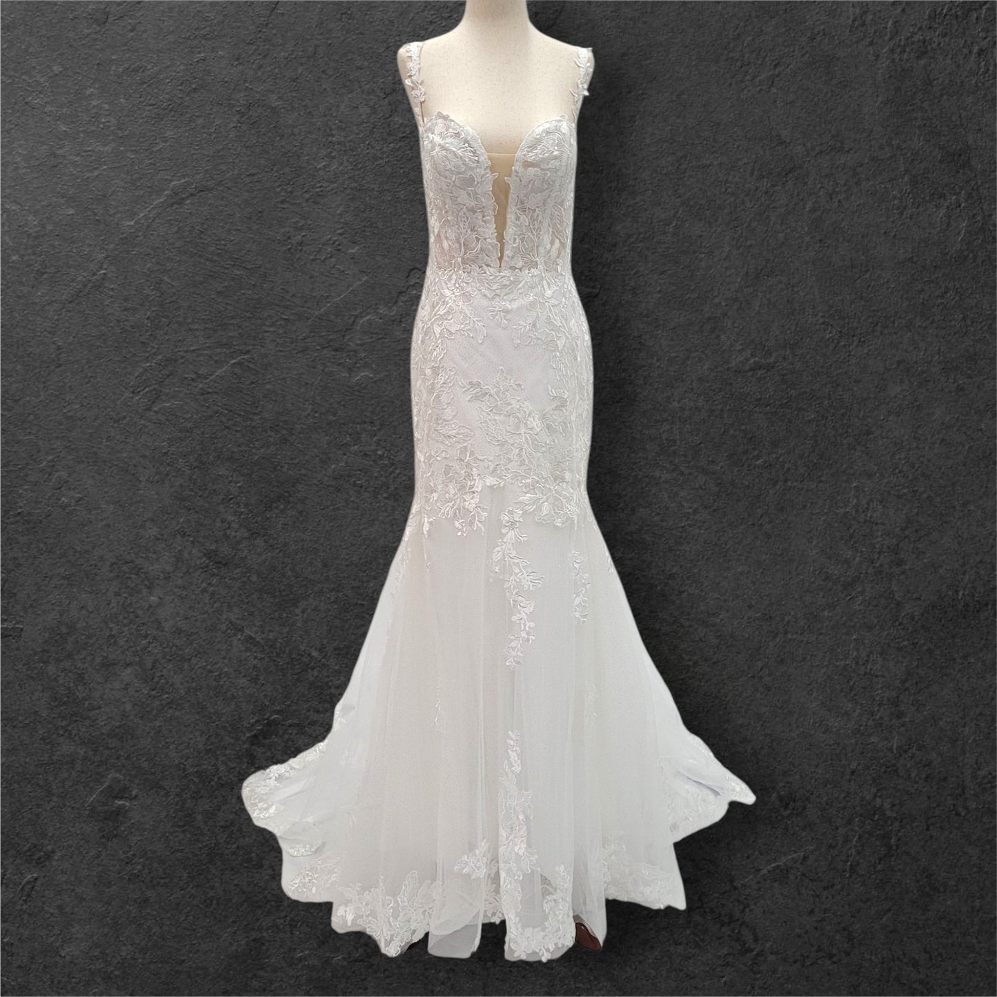 Trumpet Style Wedding Dress with Floral Appliques and Corset Back