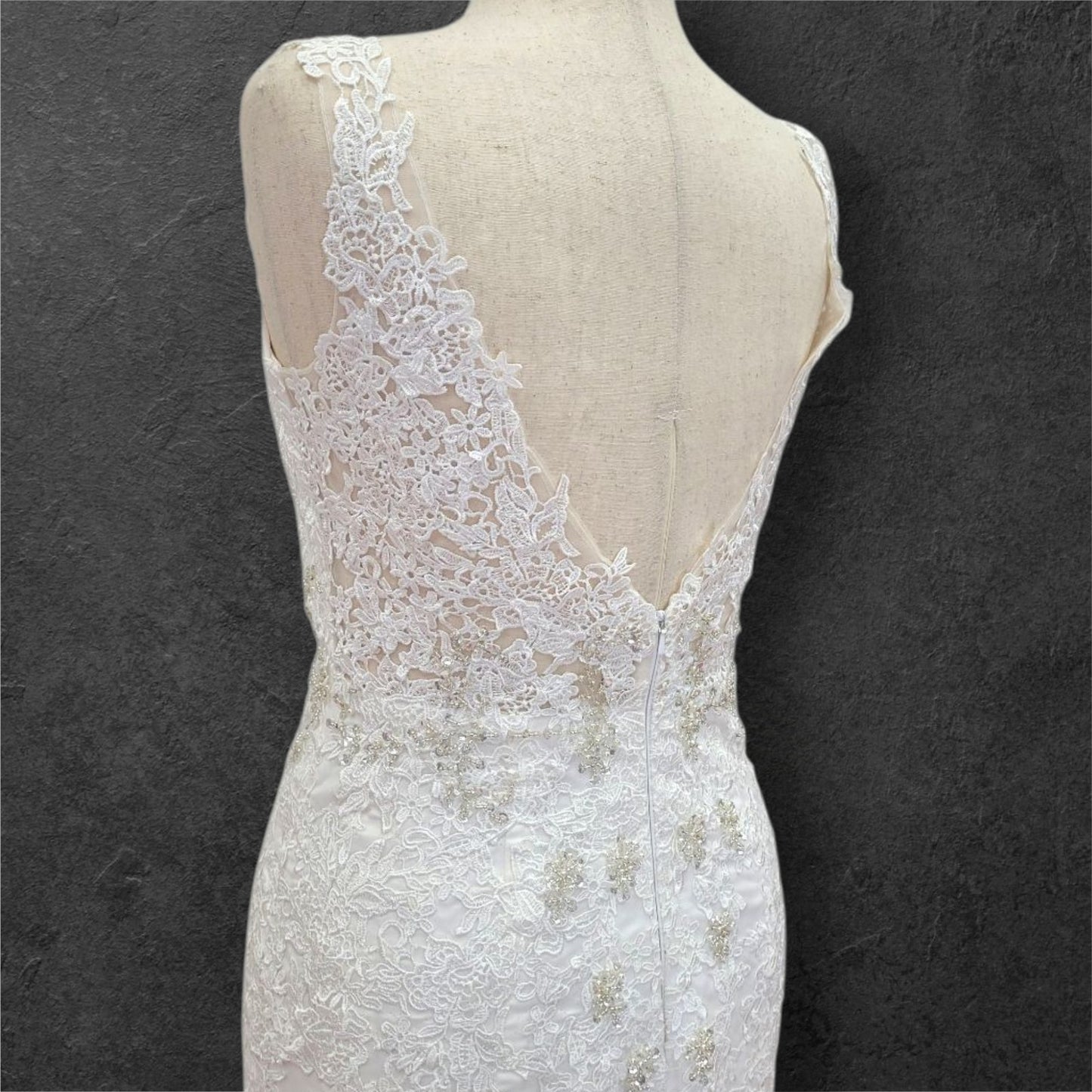Elegant Fitted Wedding Dress with Low V-Back
