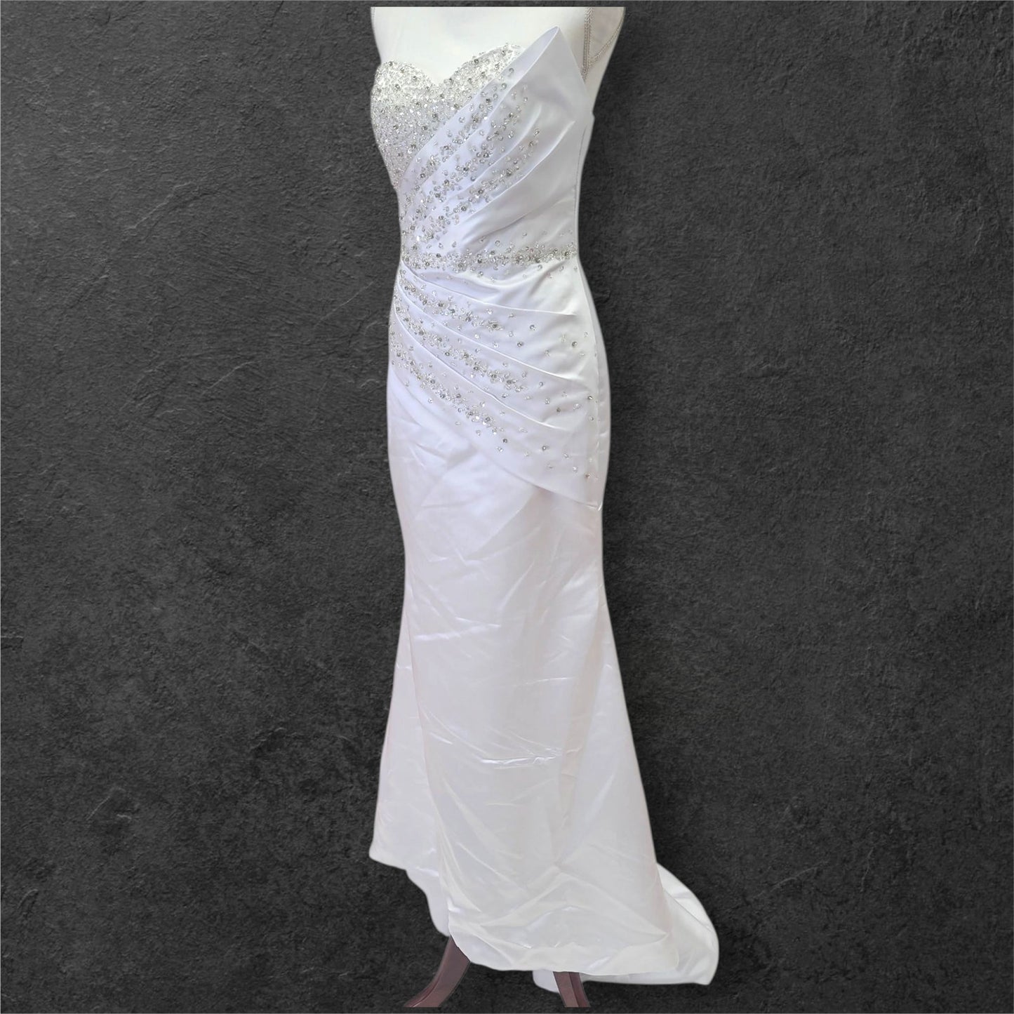 Stunning Strapless Satin Gown with Detachable Skirt
