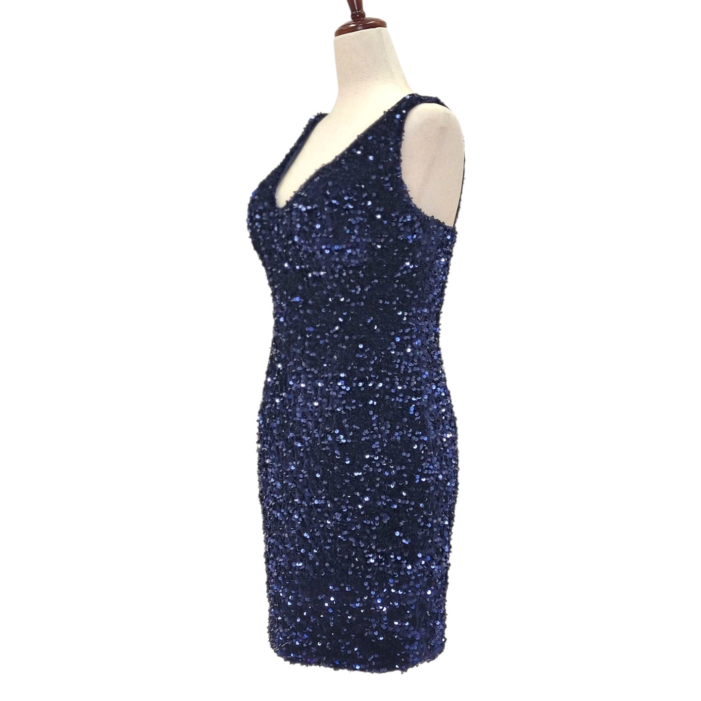 Women's Short Navy Blue Sequin Dress